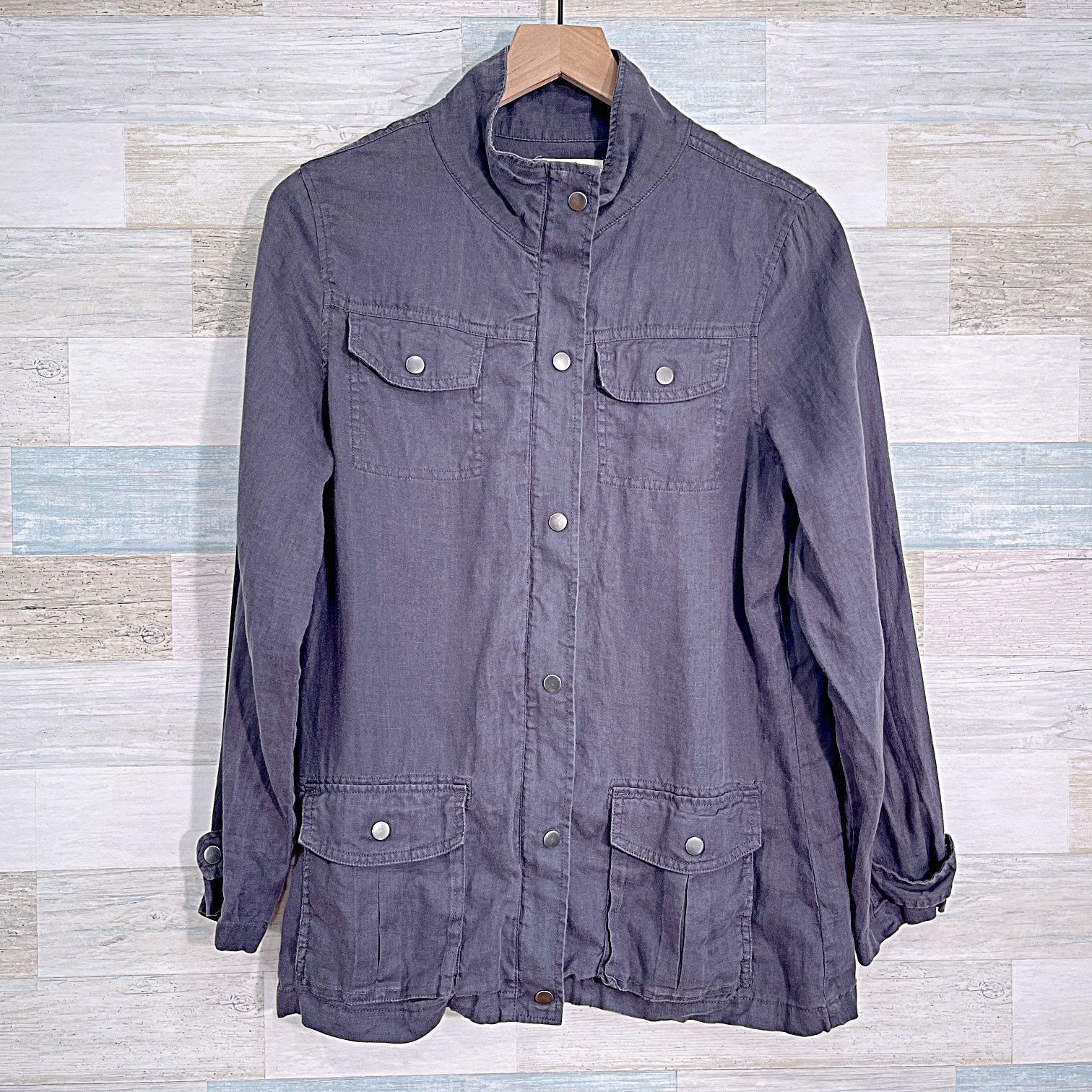 Other Artisan NY 100% Linen Utility Jacket Gray Womens Medium Size M / US 6-8 / IT 42-44 - 1 Thumbnail