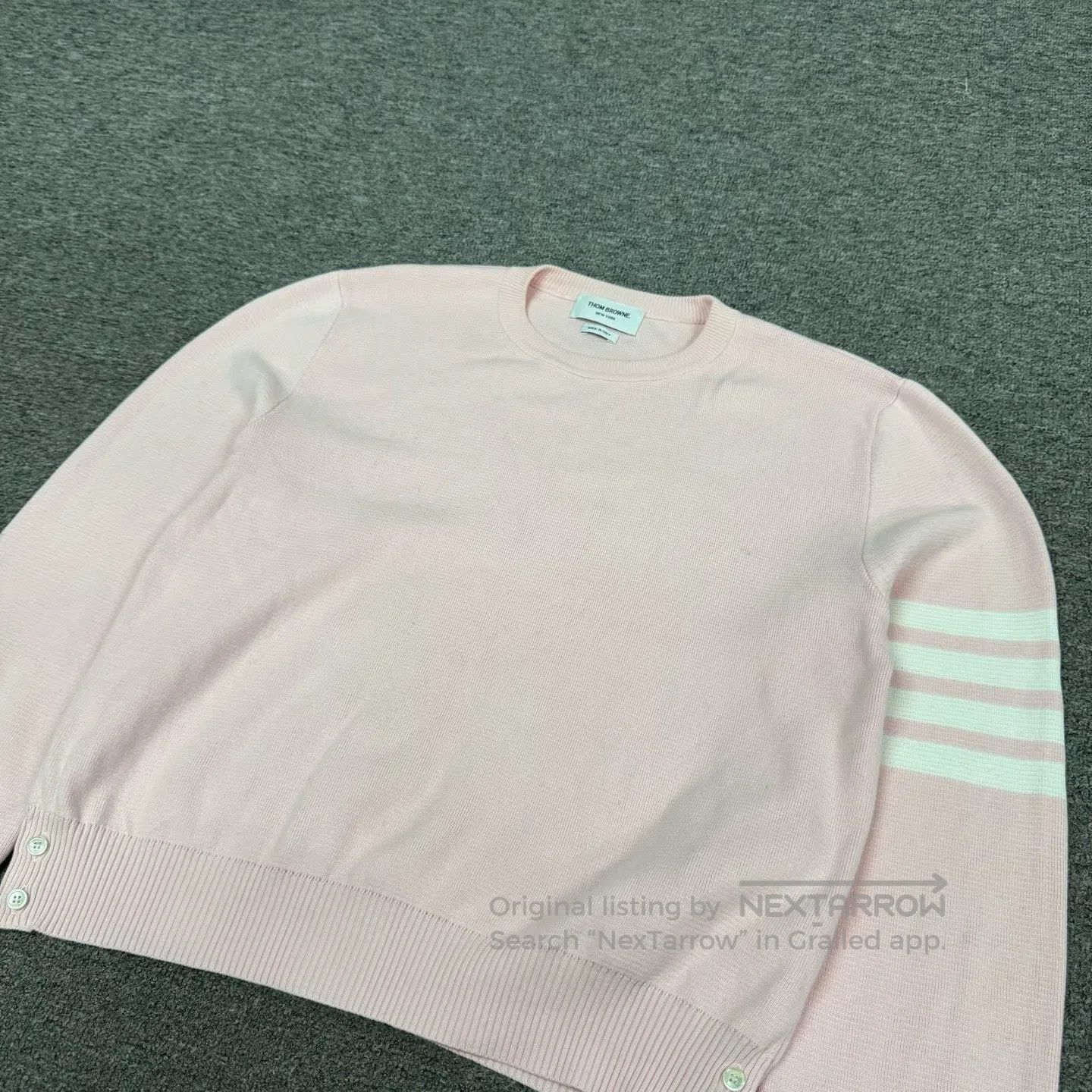 Thom Browne Thom Browne size 3 Light pink classic four stripes round-ne Size L / US 10 / IT 46 - 3 Thumbnail