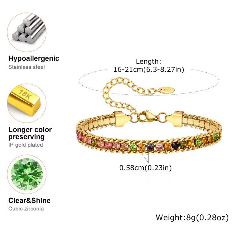 Other Stitching Tennis Chain Bracelet Size ONE SIZE - 2 Thumbnail