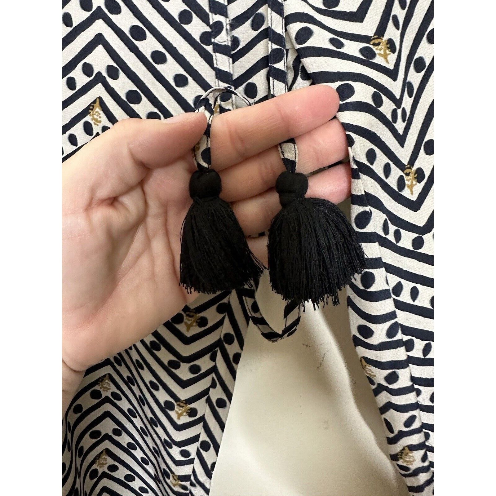 Figue Figue Silk Pants NEW Pull On Size XS Geometric Drawstring Size 26" / US 2 / IT 38 - 4 Thumbnail