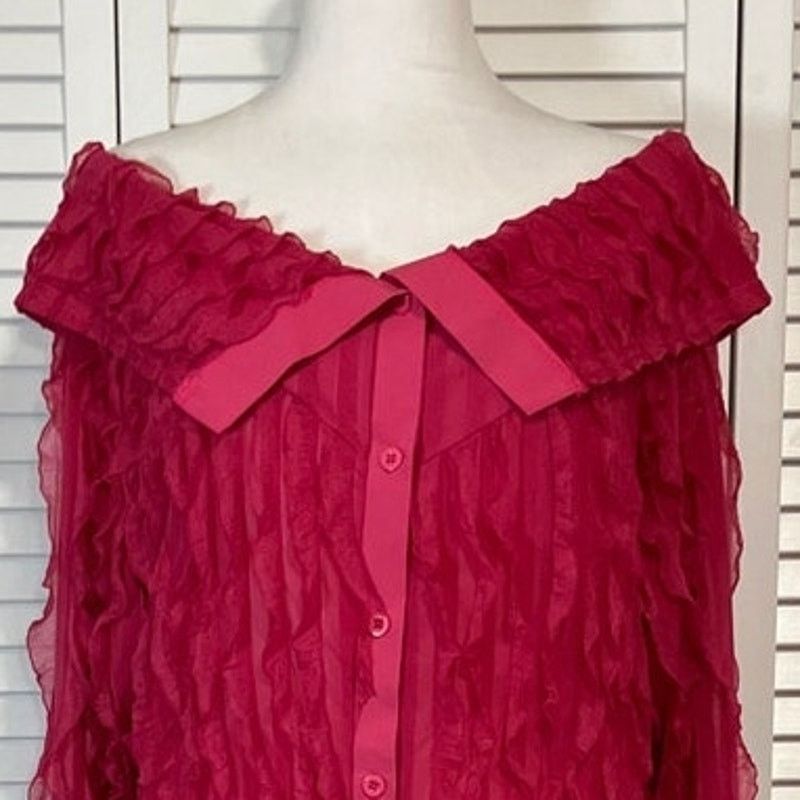Other NWT Adogirl Rose Red Off Shoulder Shear Ruffle Maxi Dress XL Size XL / US 12-14 / IT 48-50 - 4 Thumbnail