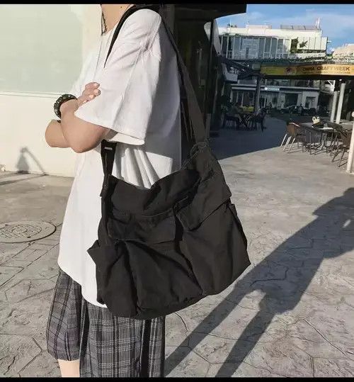 Other Solid Large Capacity Casual Canvas Shoulder Bags Size ONE SIZE - 4 Thumbnail