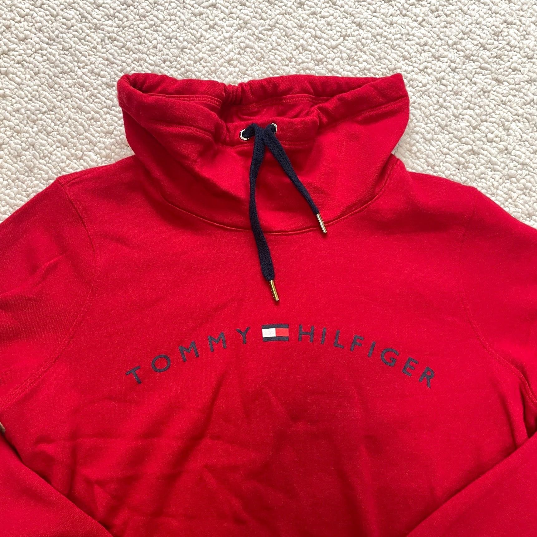 Tommy Hilfiger Tommy Hilfiger Sweatshirt Womens Medium Red Fleece Cowl Neck Drawstring Shirt Parka? Size M / US 6-8 / IT 42-44 - 2 Thumbnail