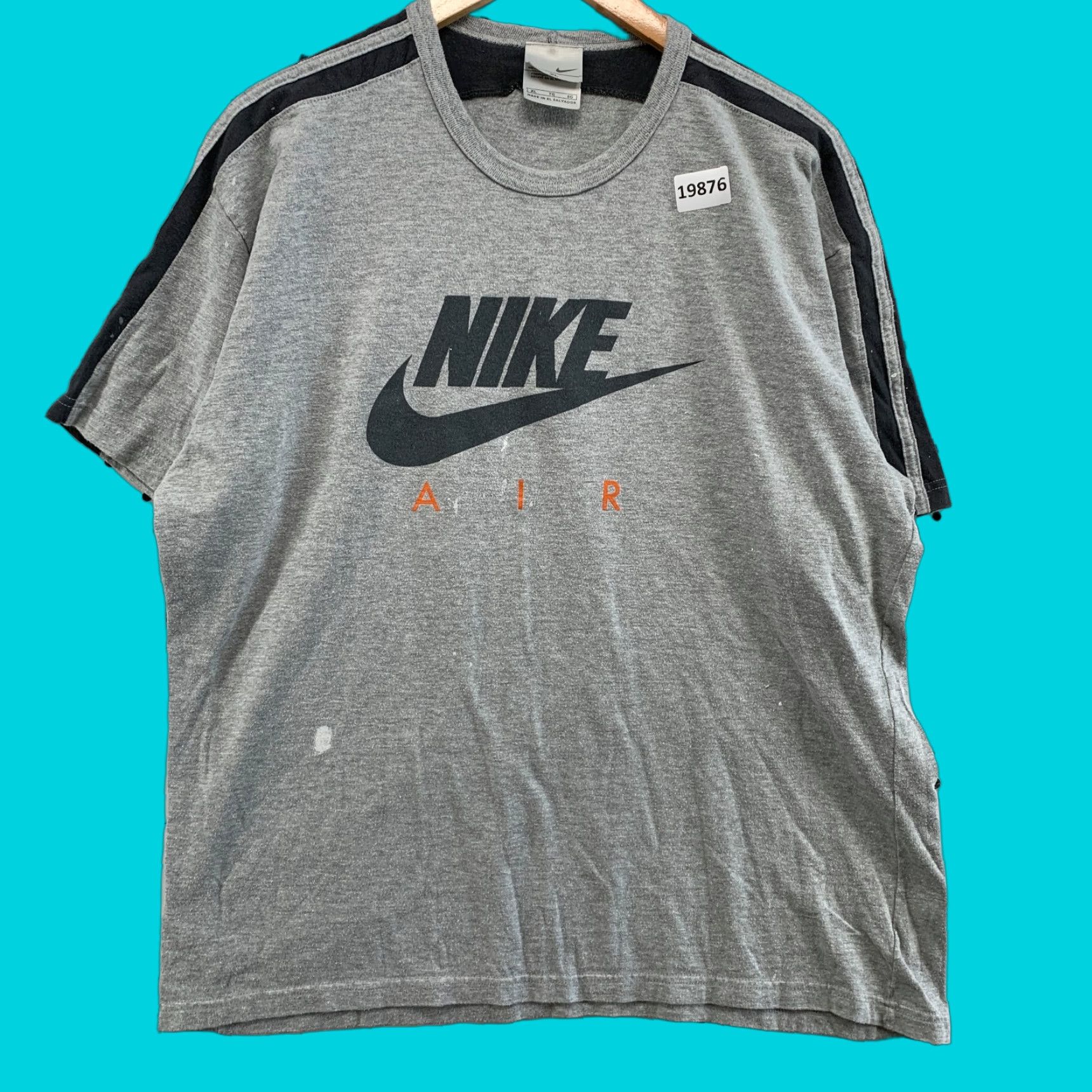 Nike VINTAGE Nike Shirt Gray Adult XL 23x28.5 Swoosh Check Short Sleeve Crew Neck 90s Decade Mens Size US XL / EU 56 / 4 - 1 Thumbnail