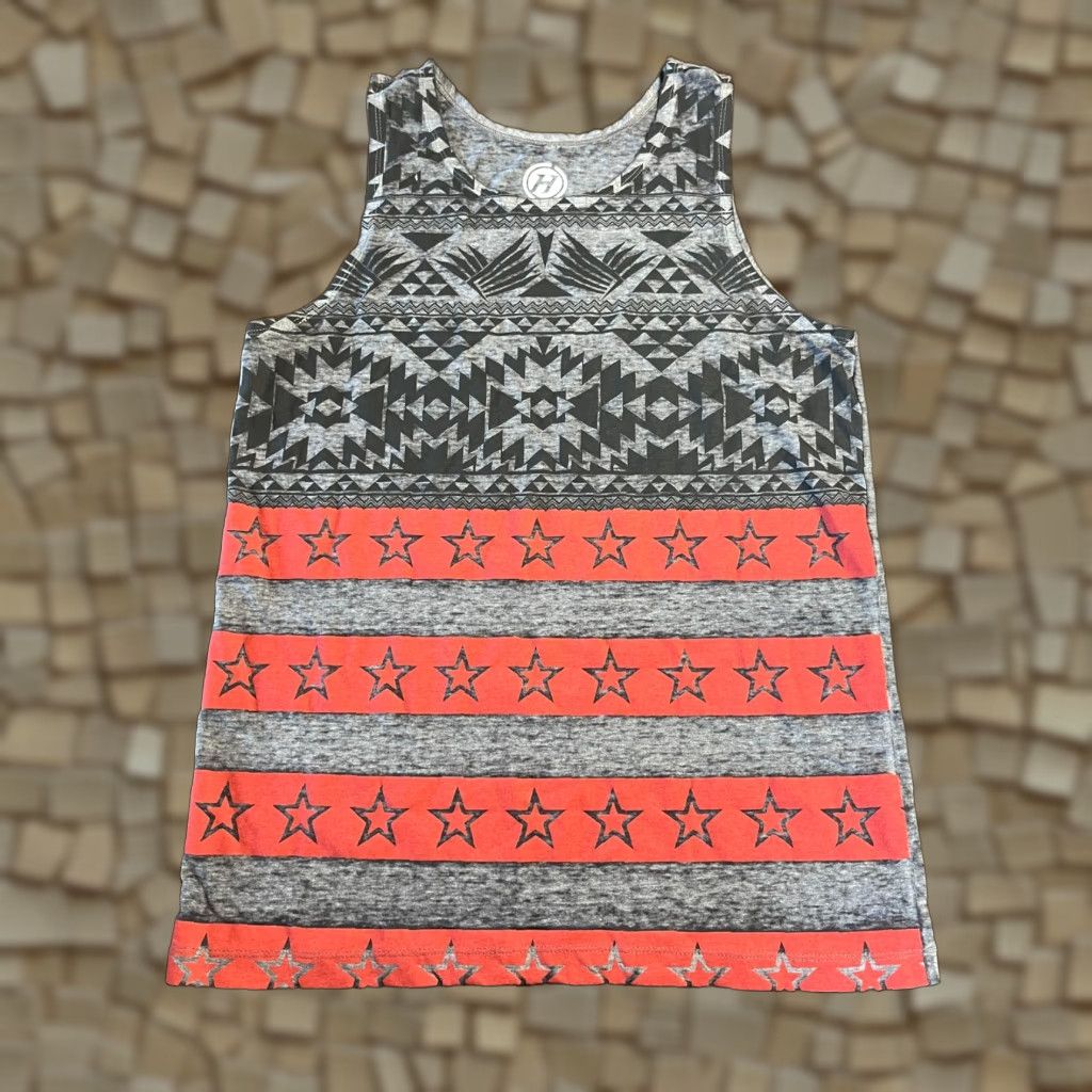 Vintage VINTAGE Hybrid Shirt Men’s Size Medium Gray Red Black Aztec Stars Tank Top Shirt Size US M / EU 48-50 / 2 - 1 Thumbnail