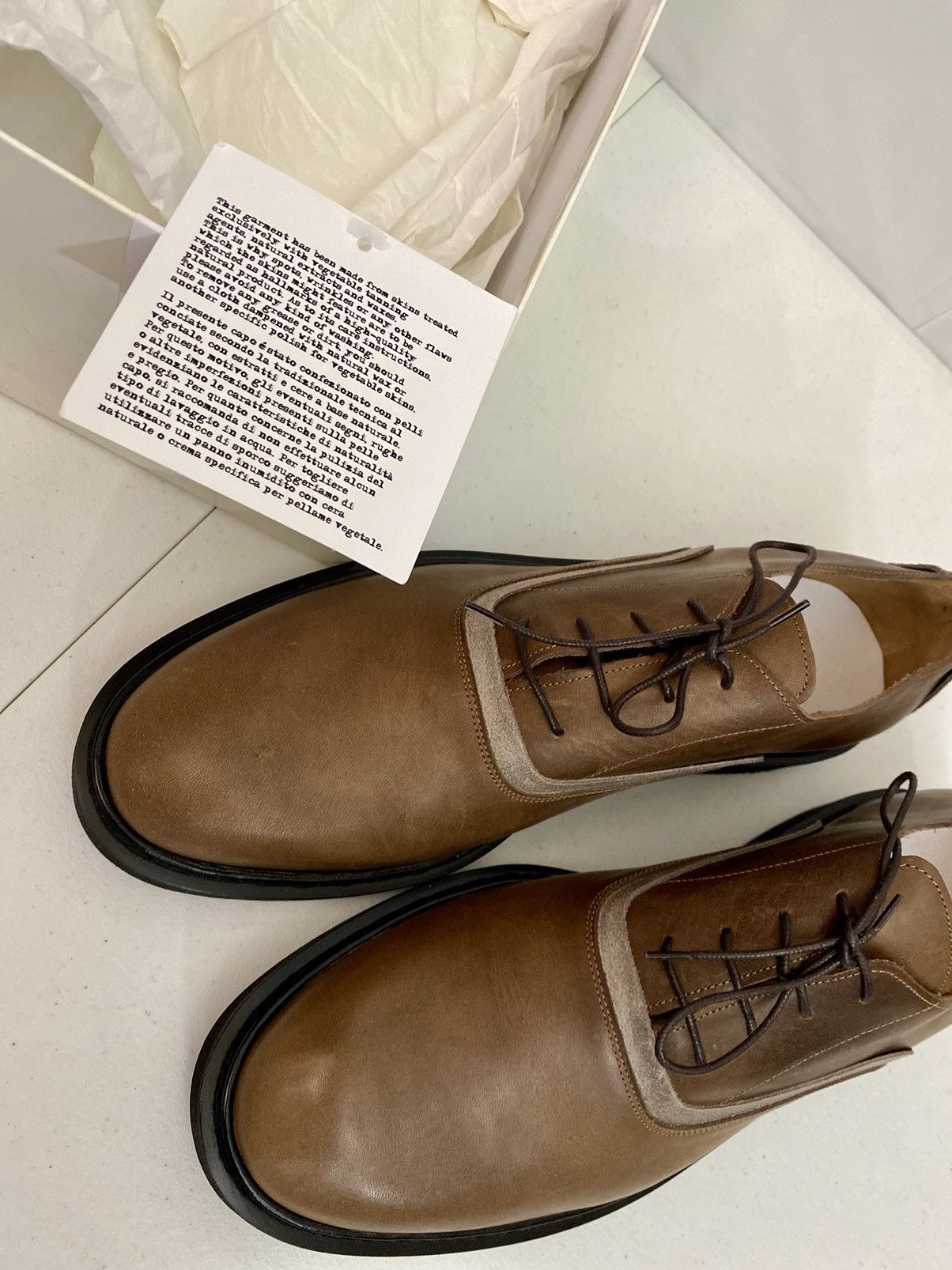 Maison Margiela Maison Margiela 22 🇮🇹 Brown Leather Suede Trim Oxfords 12 New Size US 12 / EU 45 - 15 Thumbnail