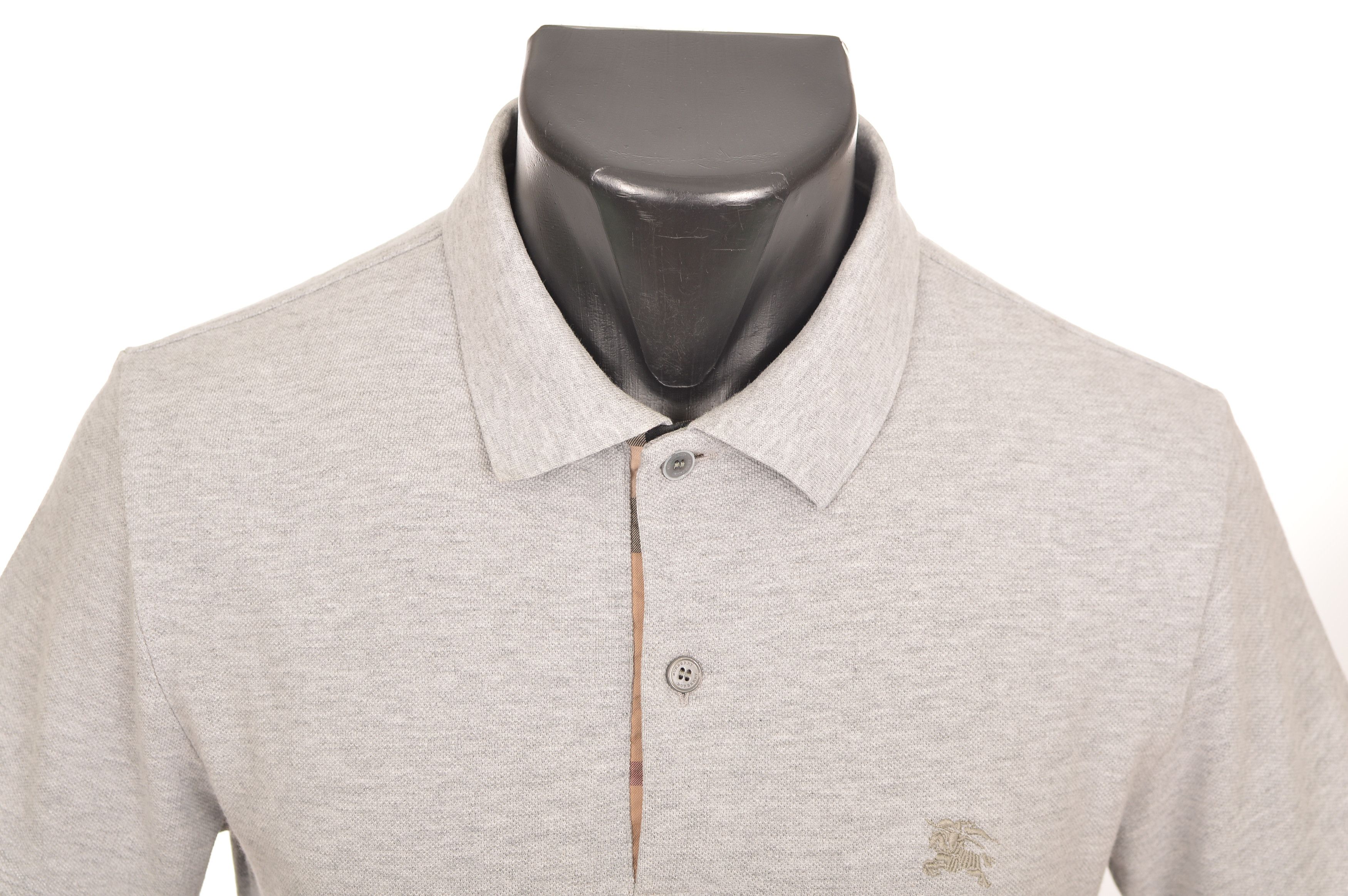 Burberry Burberry Oxford Pale Gray Cotton Logo SS Polo Shirt Size US S / EU 44-46 / 1 - 2 Thumbnail