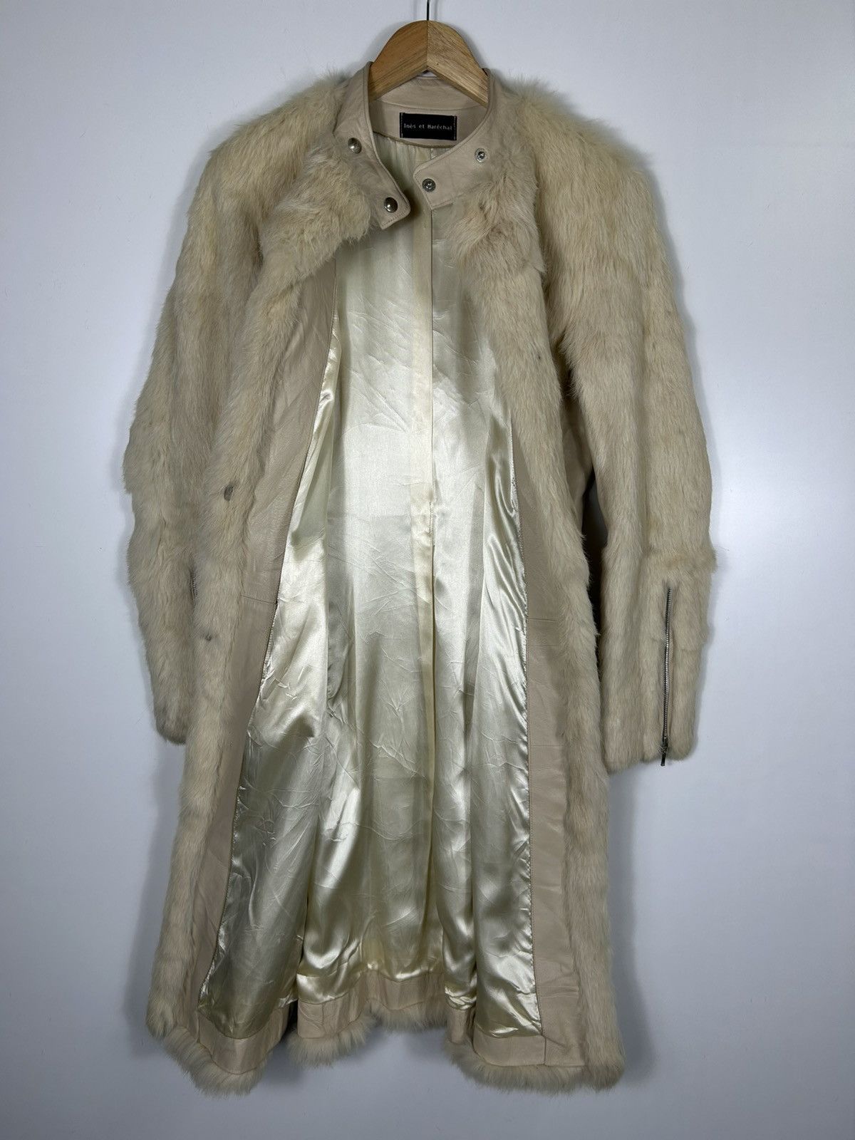 Sagafurs 🔥 Ines Et Marechal Rabbit Fur Real Leather Long Jacket Size S / US 4 / IT 40 - 12 Thumbnail