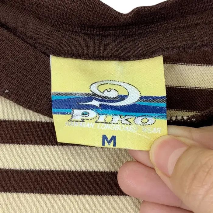Vintage PIKO HAWAII WEAR Surf Striped Embossed Logo Tee Shirt Size US M / EU 48-50 / 2 - 6 Thumbnail