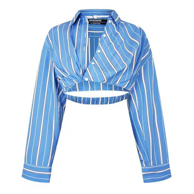 Jacquemus o1g2r1mq1024 Shirt in Blue Stripes Size M / US 6-8 / IT 42-44 - 1 Thumbnail
