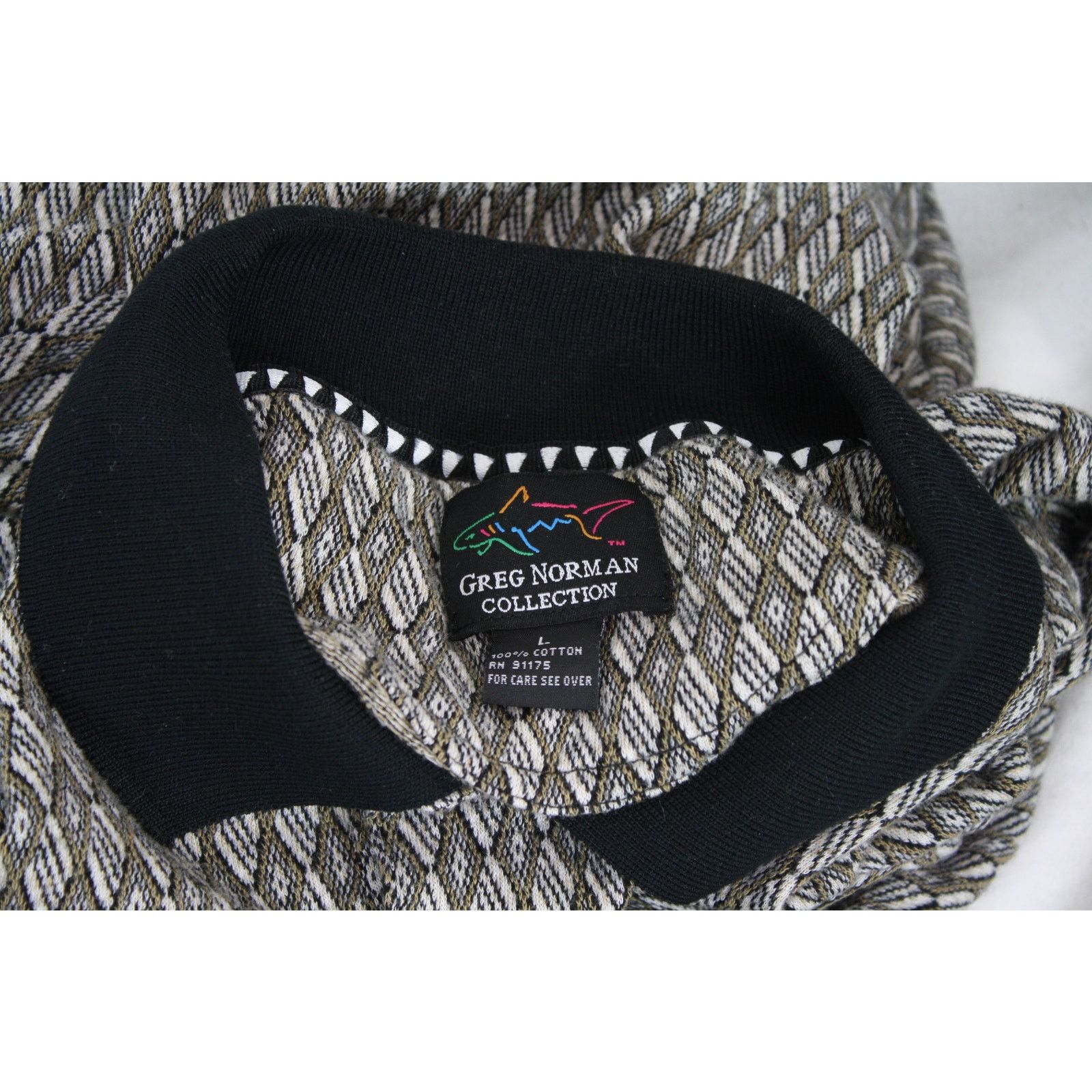 Greg Norman × Vintage Vintage Greg Norman Shark Logo Knit Abstract Pattern Polo Size US L / EU 52-54 / 3 - 6 Thumbnail