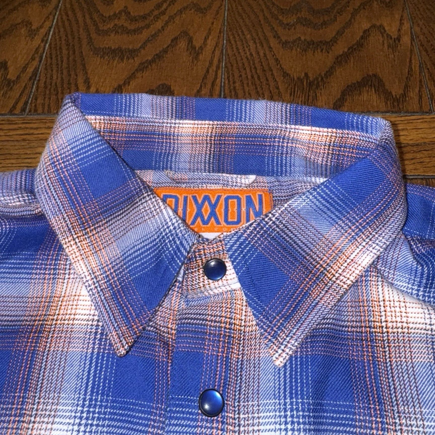 Vintage Dixxon Flannel The Great One Pearl Snap Shirt Size Large Blue White Orange Plaid Shirt Size US L / EU 52-54 / 3 - 4 Thumbnail