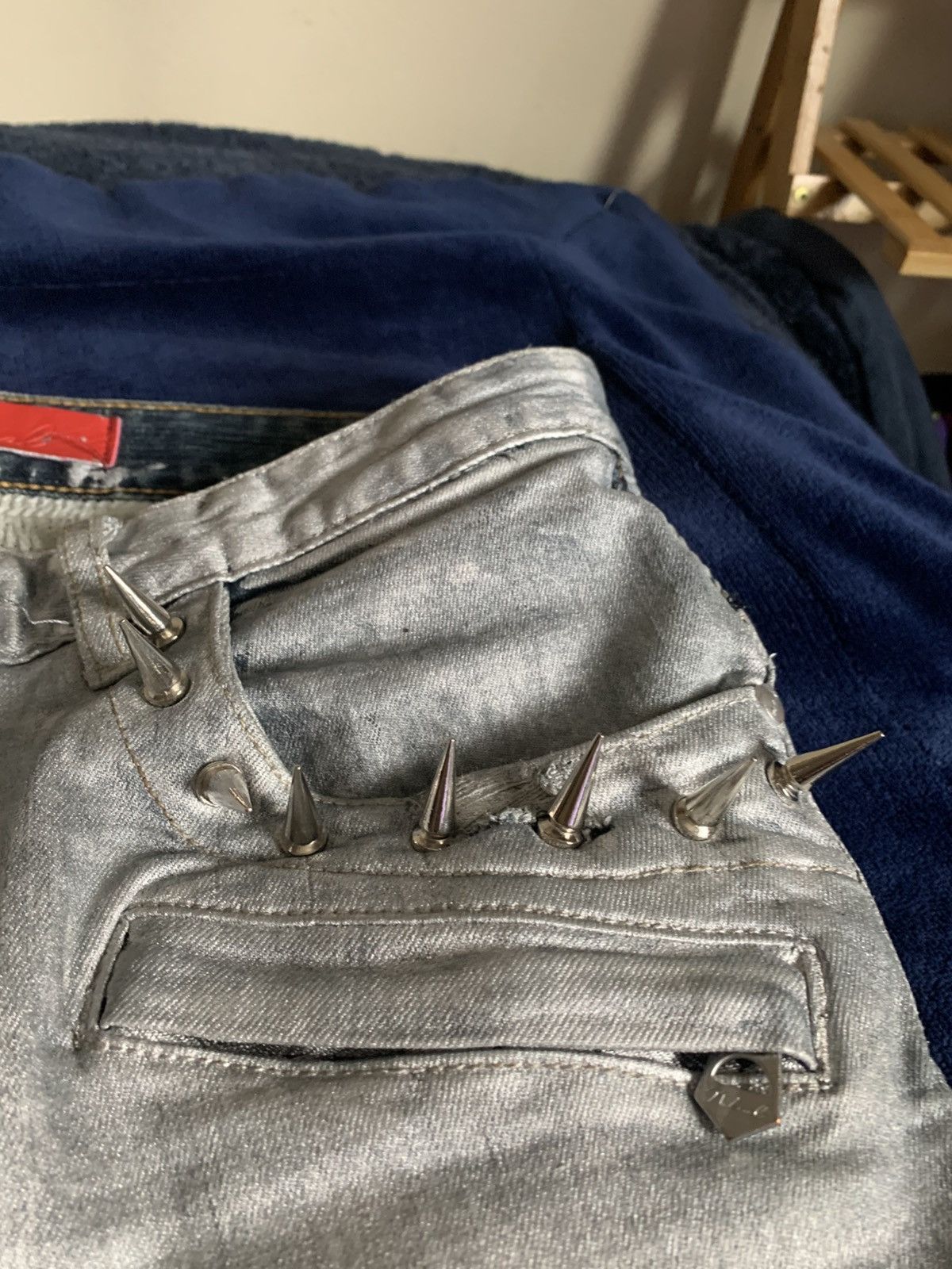Other Custom Silver Biker Jeans Balmain Like 2000s Fashion Swag Size US 34 / EU 50 - 6 Thumbnail