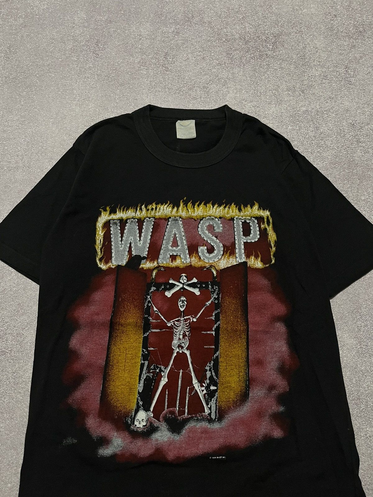 Band Tees × Vintage Vintage 80s Thrashed 1984 WASP Metal Rock Band T-Shirt Black Size US M / EU 48-50 / 2 - 3 Thumbnail