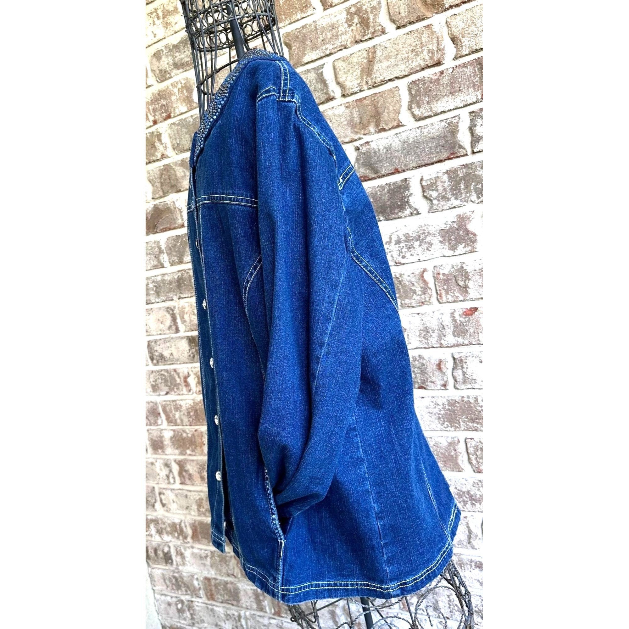 Quacker Factory × Vintage Vintage Quacker Factory Jean Jacket Large Blue Denim Size L / US 10 / IT 46 - 11 Thumbnail