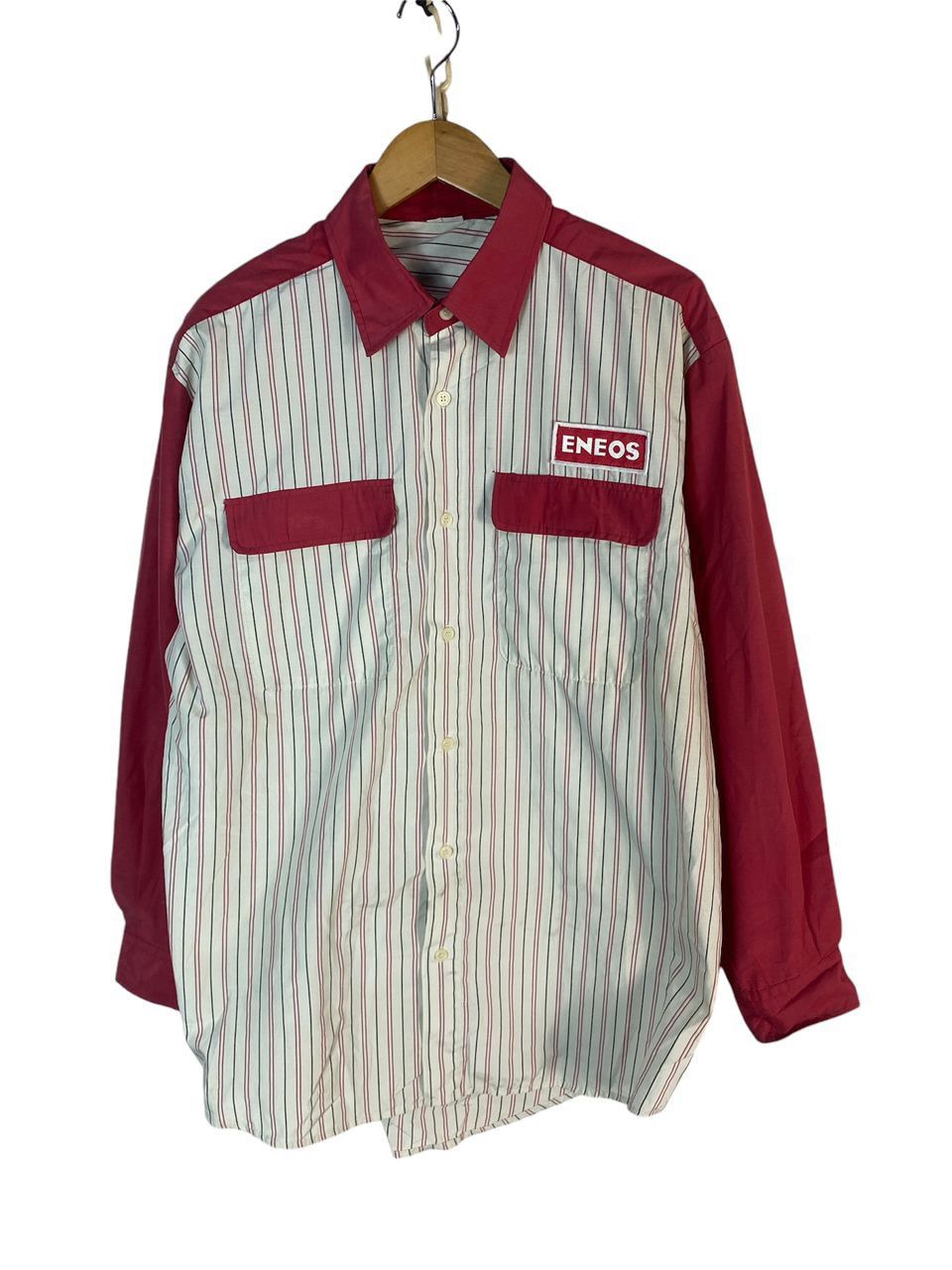 Sports Specialties × Uniform Wares × Vintage Vintage eneos stripe button up shirt with patches Size US L / EU 52-54 / 3 - 1 Thumbnail