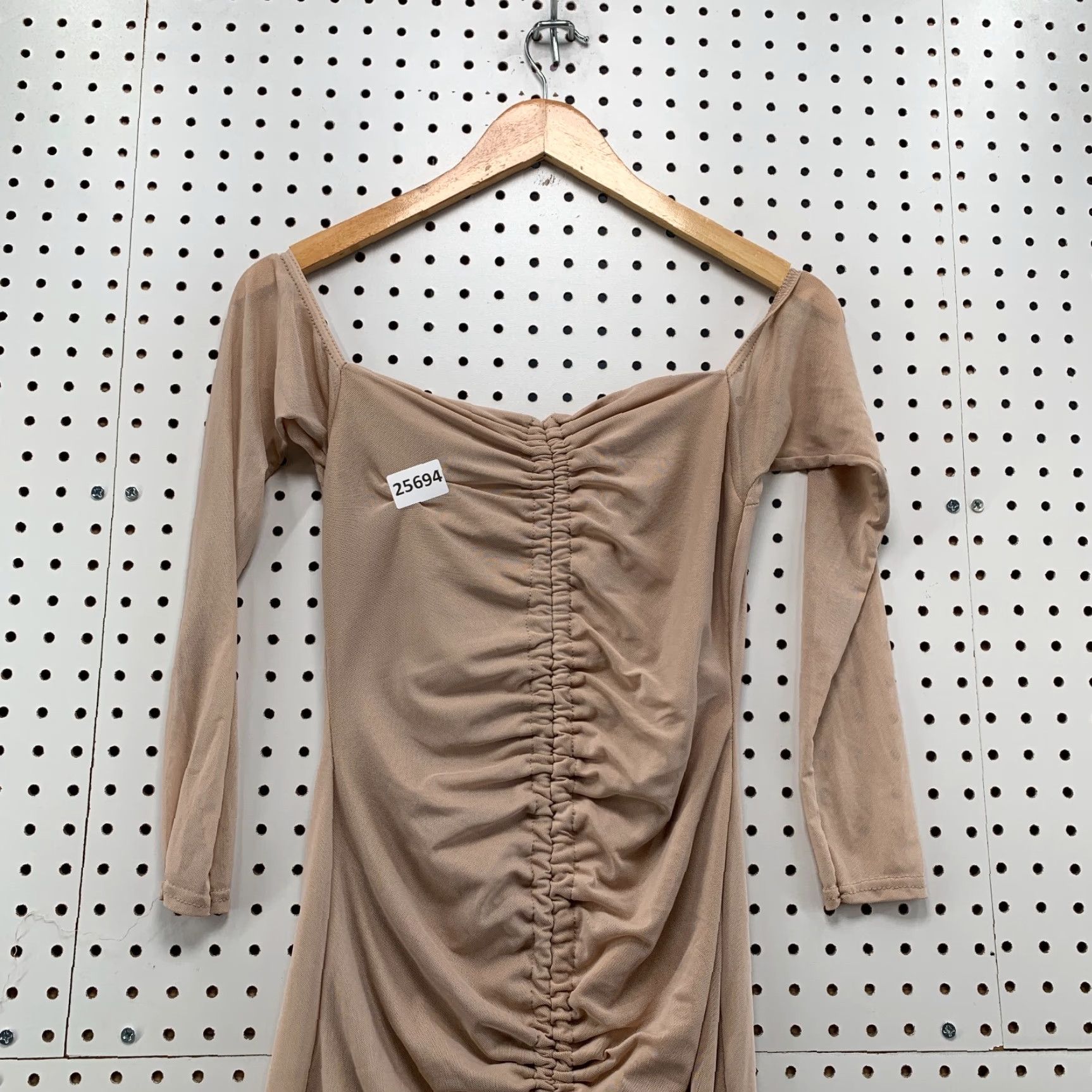 PrettyLittleThing Pretty Little Thing Dress Off The Shoulder Ruched Brown Womens Size 8 NWT Size M / US 6-8 / IT 42-44 - 2 Thumbnail