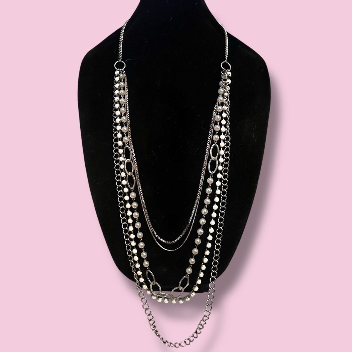 Other Long silver tone multi chain layered necklace Size ONE SIZE - 1 Thumbnail