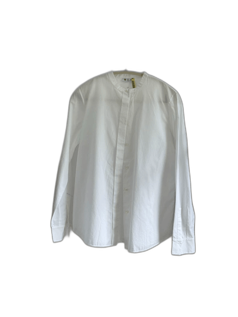 Loro Piana Loro Piana White Stand-Collar Long-Sleeve Shirt Size US L / EU 52-54 / 3 - 1 Thumbnail