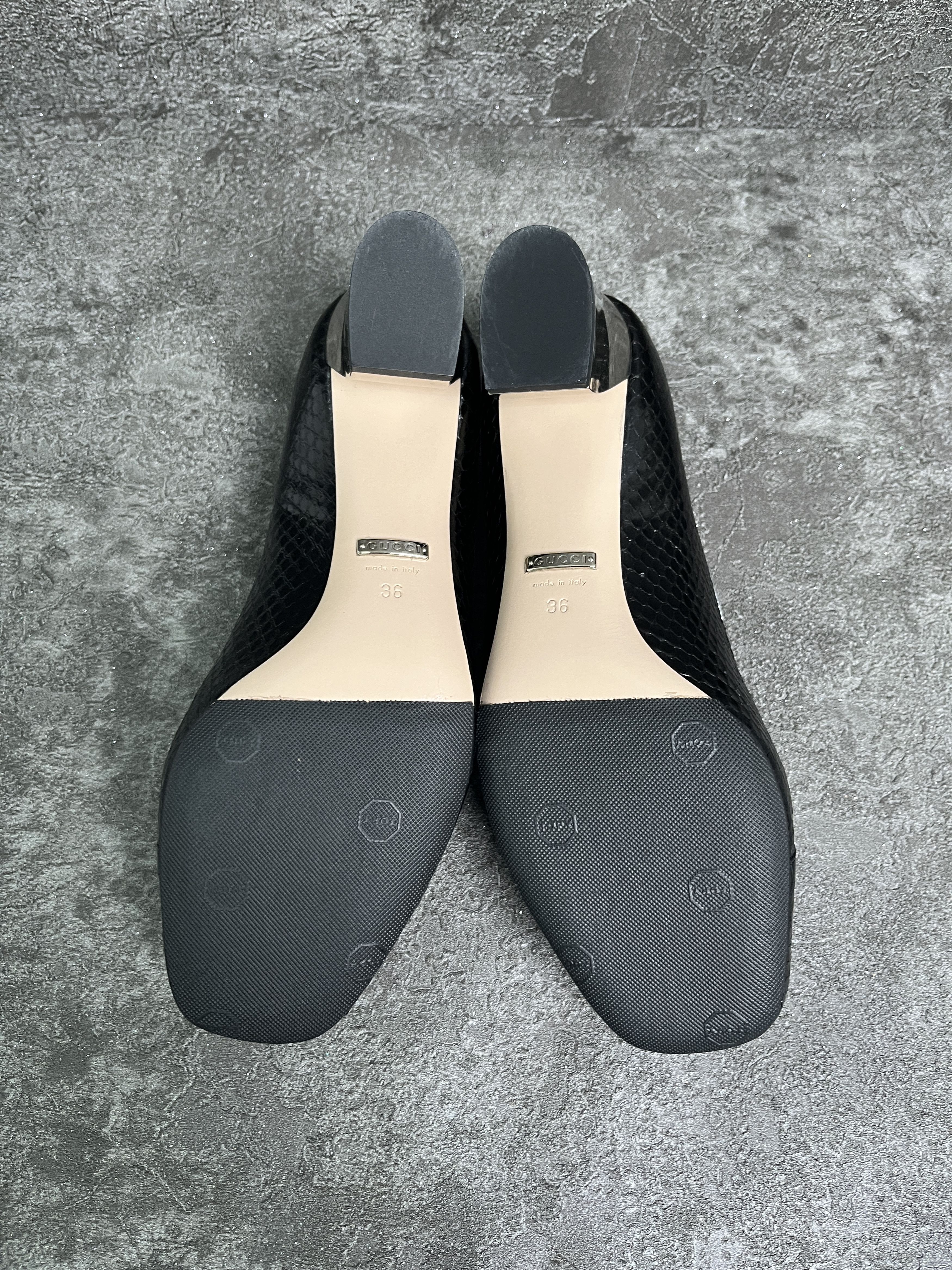 Gucci Gucci Black GG Biba Snakeskin Pumps Size US 6 / IT 36 - 8 Thumbnail