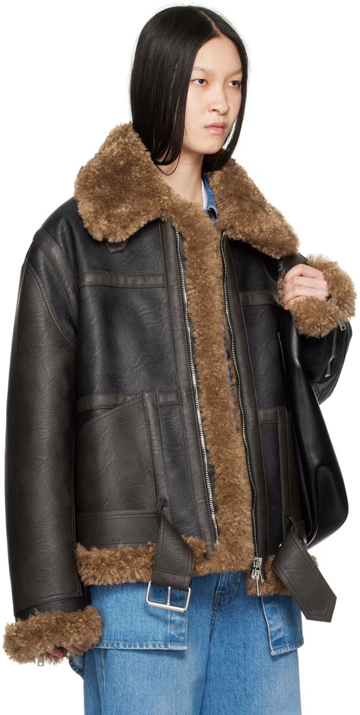 Stella McCartney o1s22i1n1024 Vegan Leather Teddy Biker Jacket Size S / US 4 / IT 40 - 2 Thumbnail
