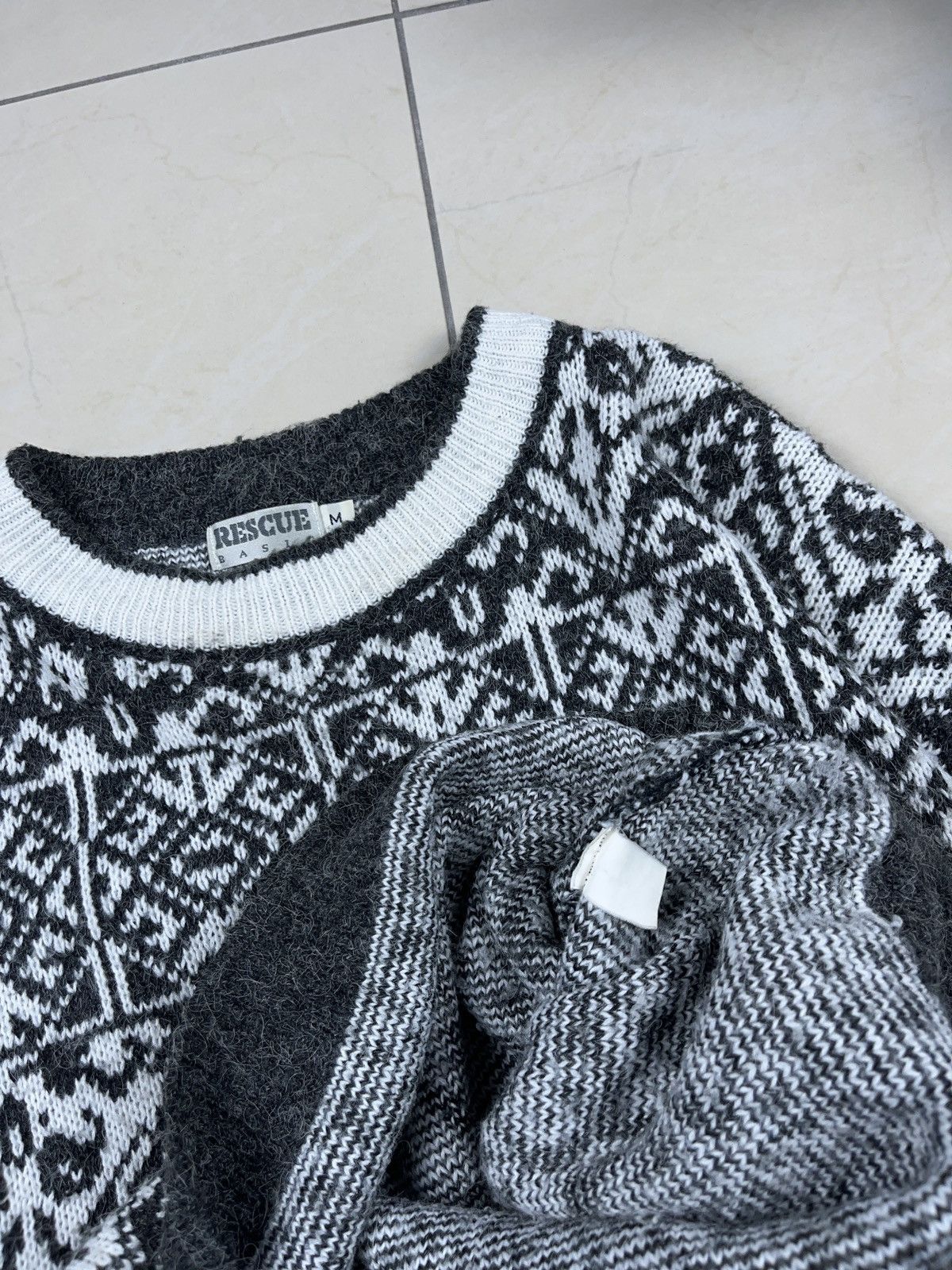 Vintage ➕ crazy pattern tribal vintage boxy fuzzy sweater y2k Size US M / EU 48-50 / 2 - 4 Thumbnail