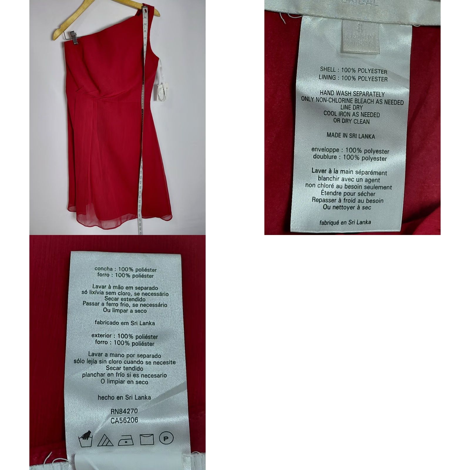 Vintage NWT New title: David'S Bridal Red One Shoulder Knee Length Women Size 8 Dress - Solid Polyester Size M / US 6-8 / IT 42-44 - 8 Thumbnail