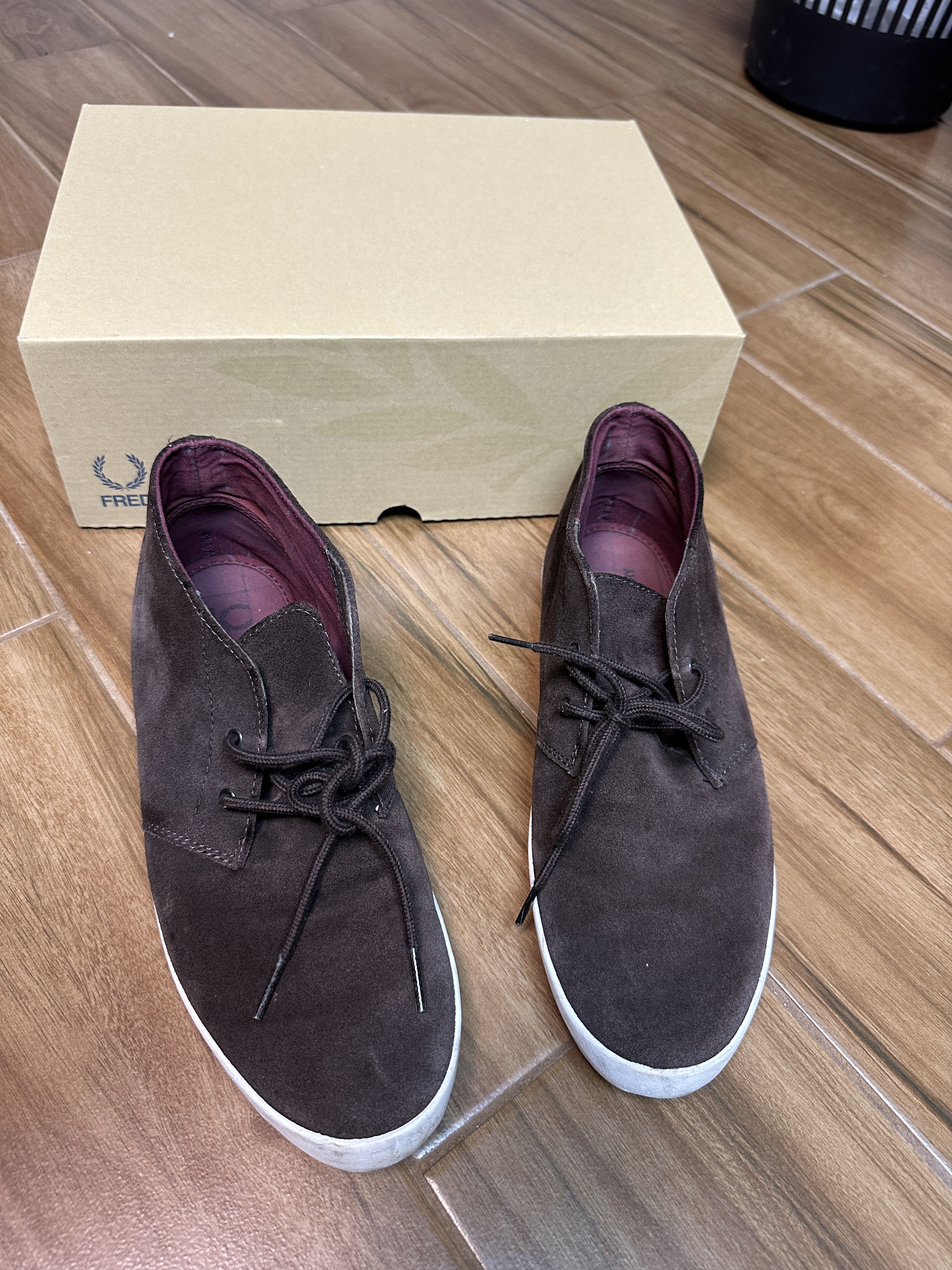 Fred Perry Fred Perry Byron Men's Mid Suede Dark Chocolate Shoes Size US 9 / EU 42 - 1 Thumbnail