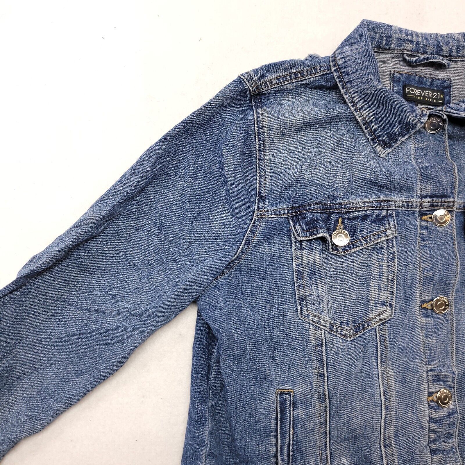 Forever 21 Forever 21 Casual Long Sleeve Jean Jacket Women Size 0X Blue Size XL / US 12-14 / IT 48-50 - 4 Thumbnail