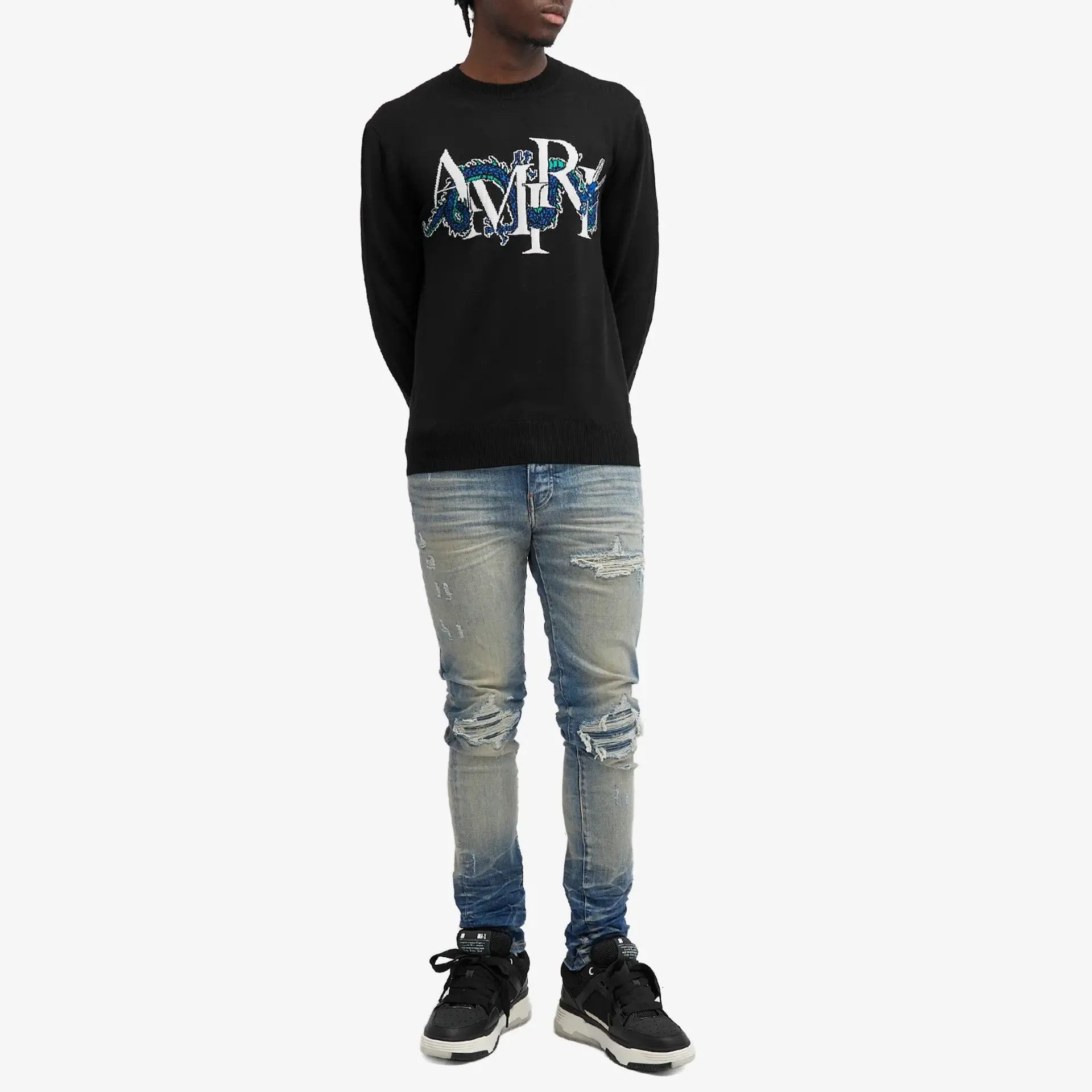 Amiri o1mle0925 LNY Dragon Crewneck Sweater in Black Size US XL / EU 56 / 4 - 3 Thumbnail