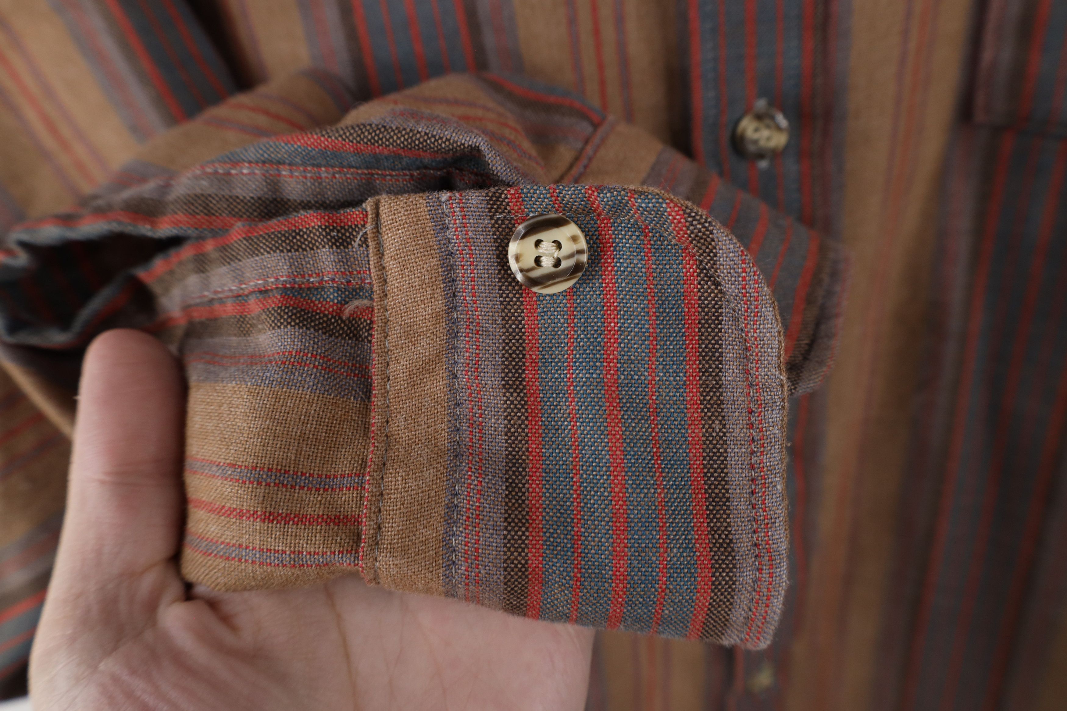 Vintage Vintage 90s Streetwear Earth Tone Striped Button Down Shirt Size US XL / EU 56 / 4 - 5 Thumbnail