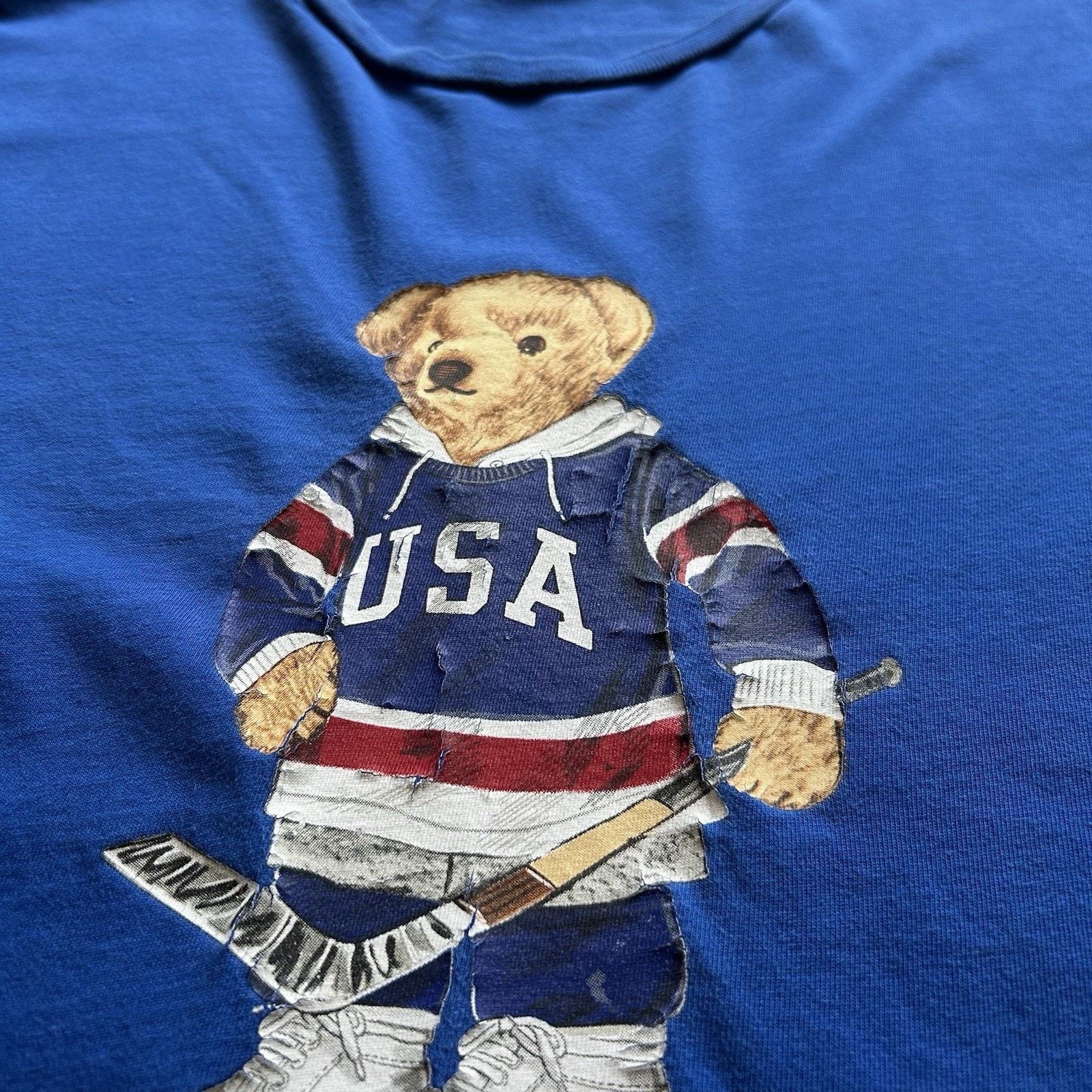 Polo Ralph Lauren Ralph Lauren Blue Polo Bear USA Hockey T-Shirt Medium Blue Size US M / EU 48-50 / 2 - 3 Thumbnail