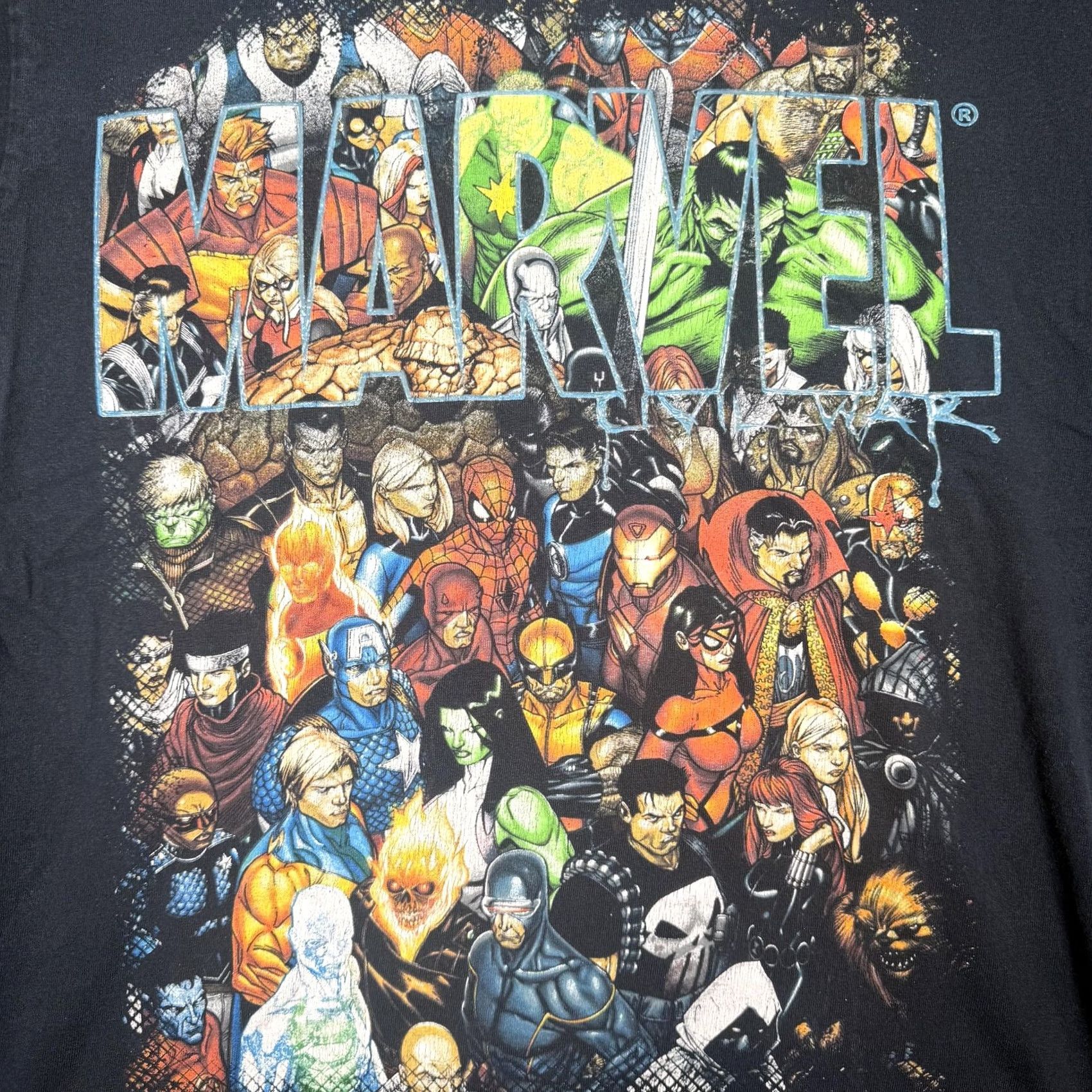 Vintage Marvel Shirt Mens Medium Black Collage Graphic Tee Superhero Mad Engine Size US M / EU 48-50 / 2 - 2 Thumbnail