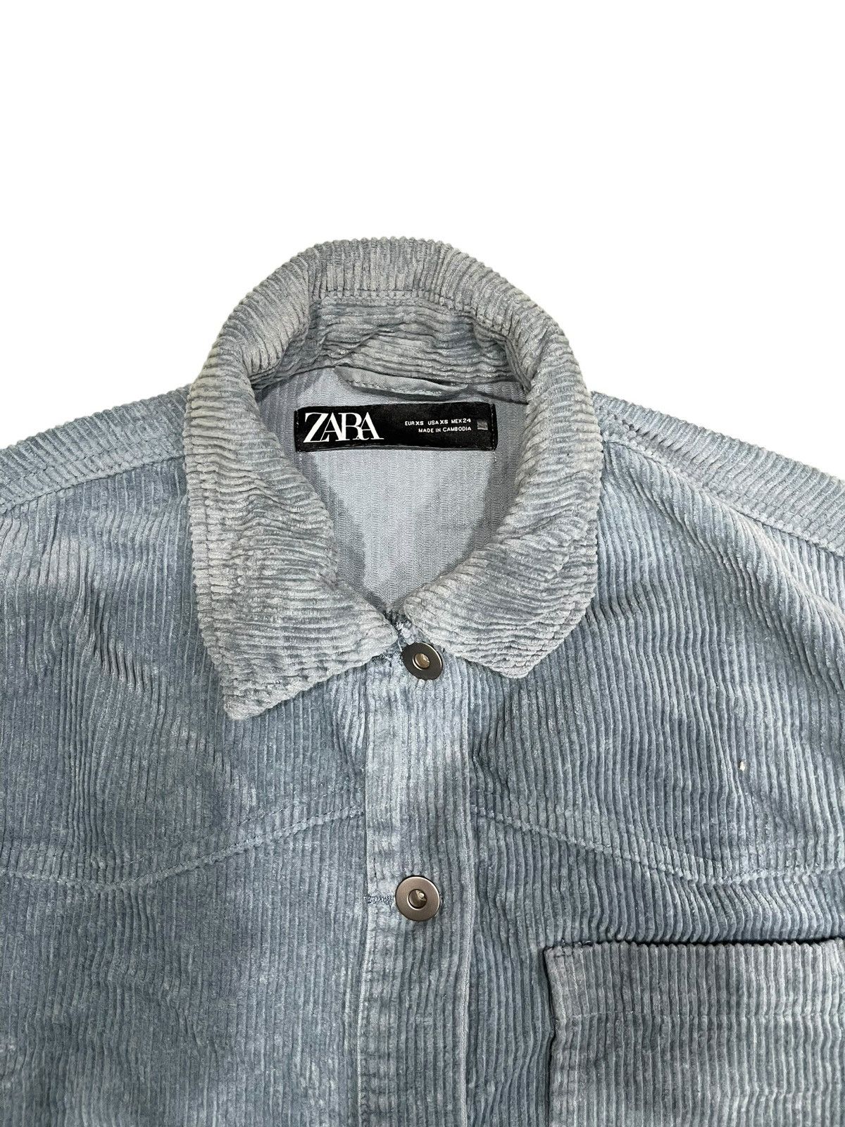 Zara Distressed Zara Corduroy Denim Style Cropped Shacket Size XS / US 0-2 / IT 36-38 - 3 Thumbnail