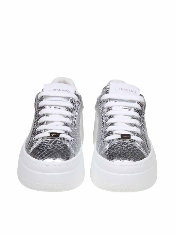 Salvatore Ferragamo o1y0426 Low-Top Sneakers in Silver Size US 8.5 / IT 38.5 - 4 Thumbnail