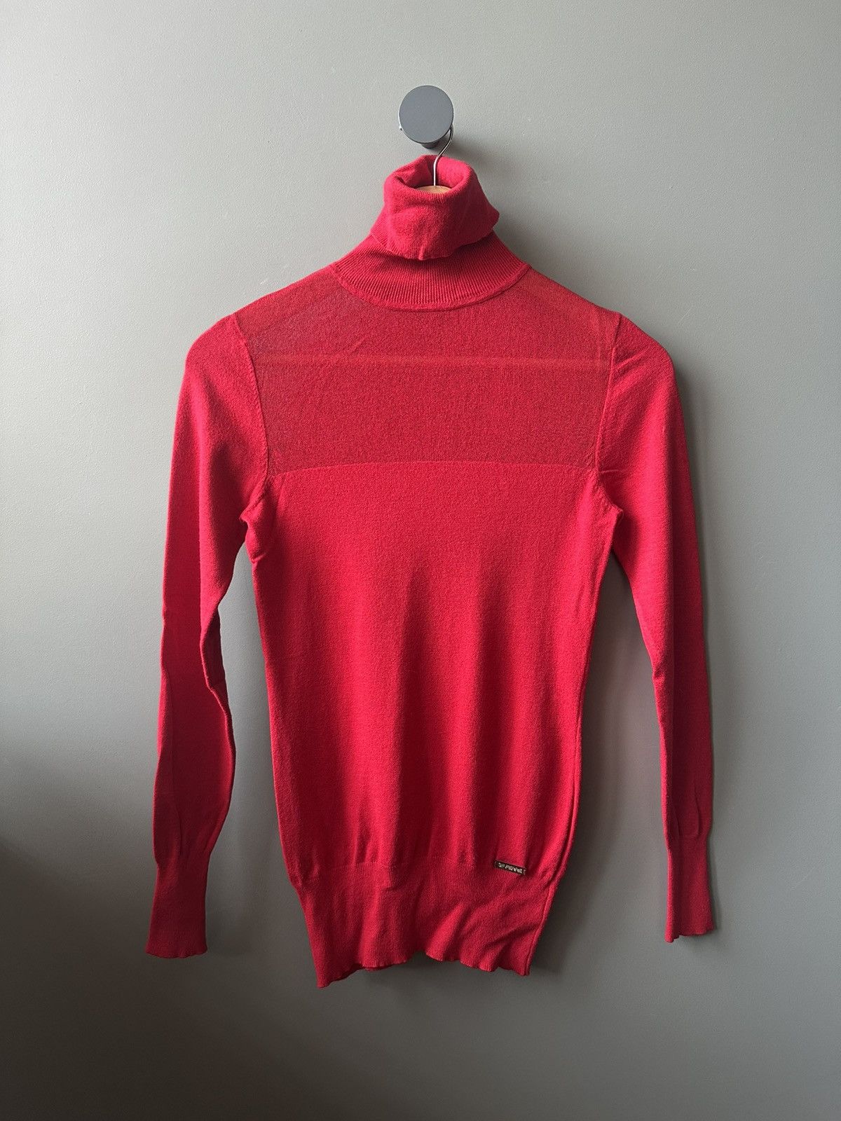 GF Ferre GF Ferre Crimson Ribbed Knit Turtleneck Size XXS Size XXS / US 00 / IT 34 - 1 Thumbnail