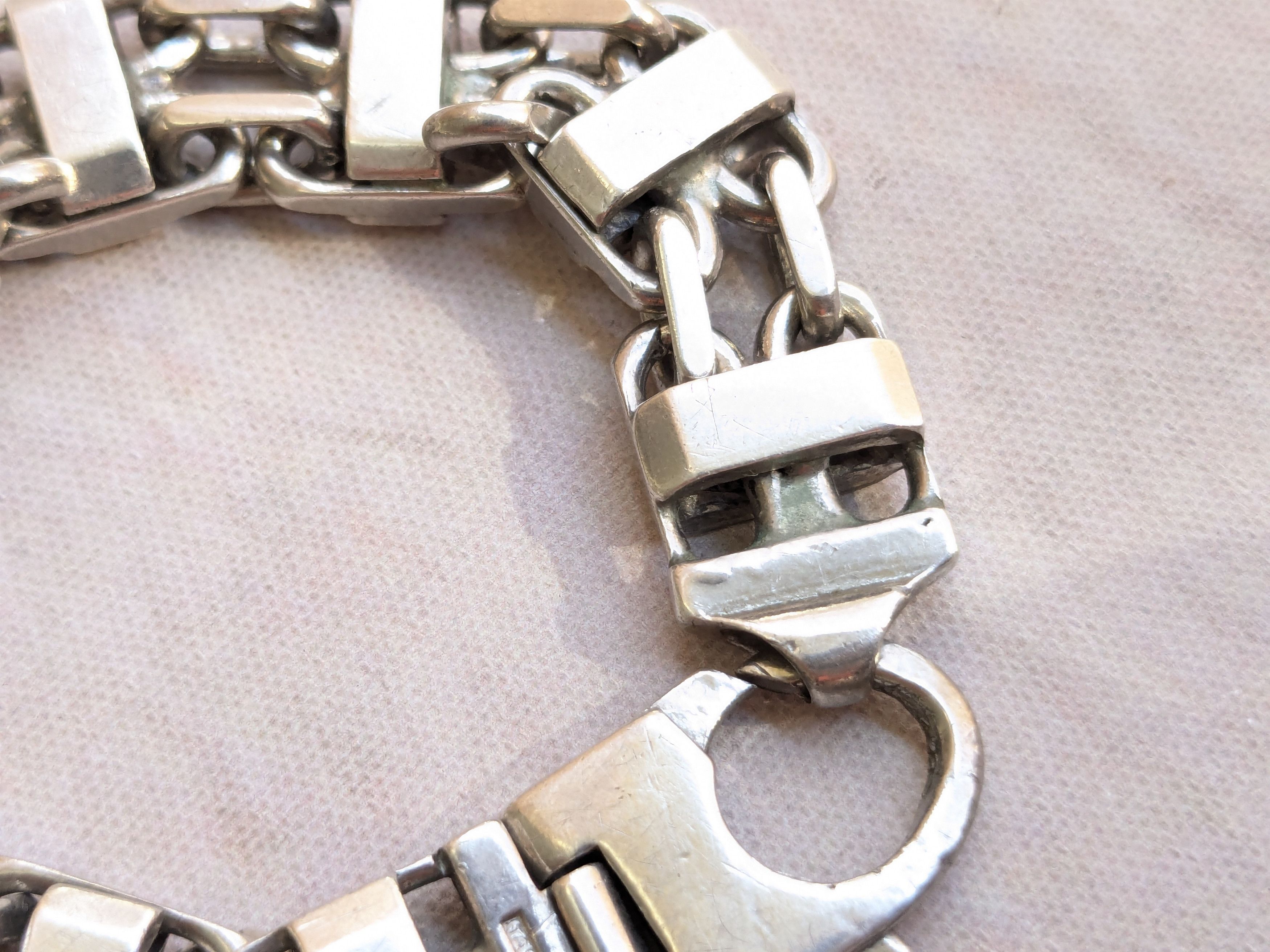Jewelry Vintage Sterling Silver Bracelet 6" Thick Chunky Biker Size ONE SIZE - 12 Thumbnail