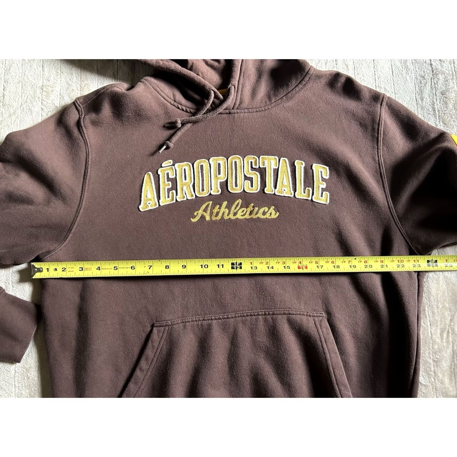 Vintage VINTAGE Aeropostale Athletics Hoodie Mens L Cotton Blend Brown All Seasons Hooded Pockets Retro Baggy Chain Stitched 90s Style Boys Mens Size US L / EU 52-54 / 3 - 5 Thumbnail