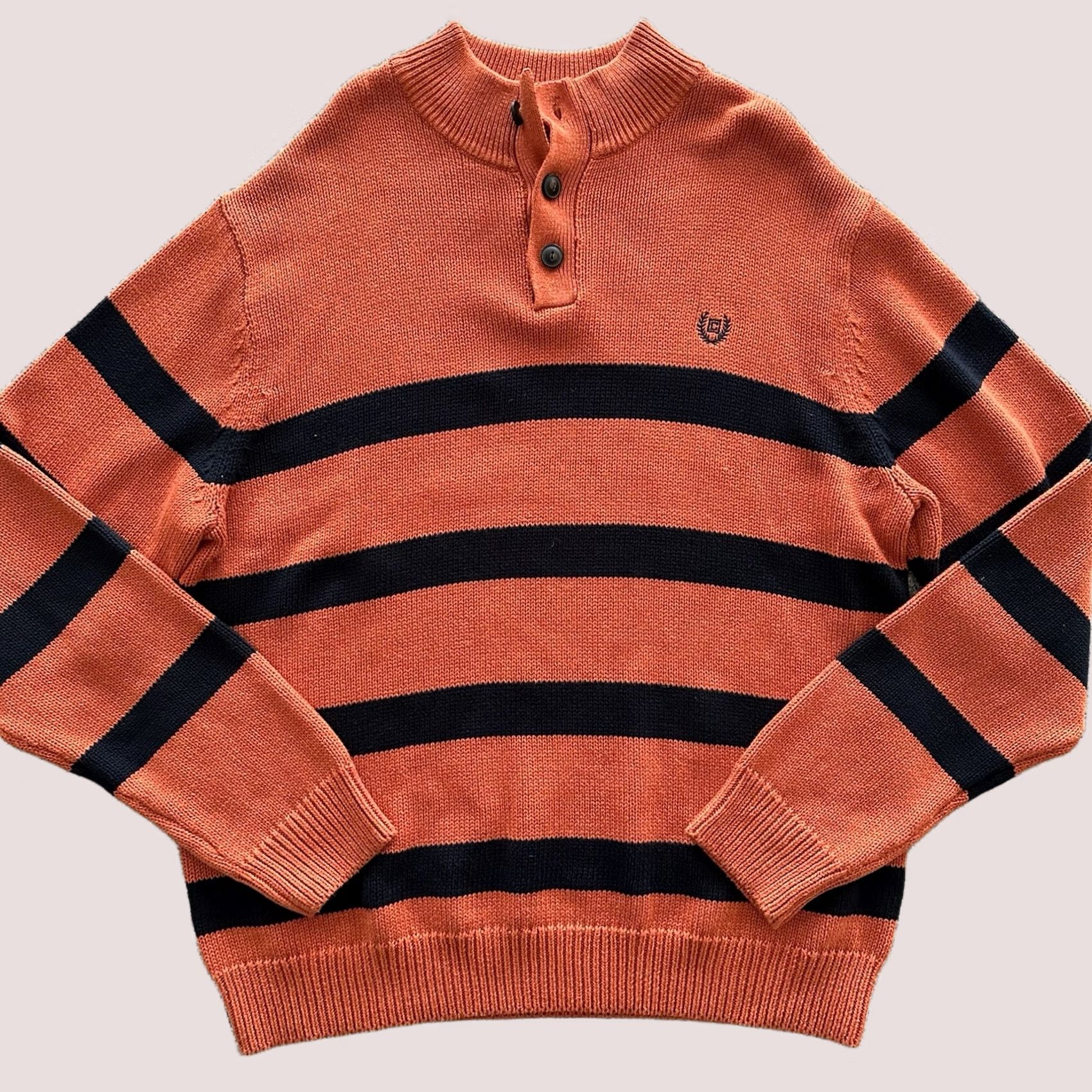 Chaps Chaps Striped Mockneck Twist Sweater Mens XL Orange Classic Fit Shirt Size US XL / EU 56 / 4 - 1 Thumbnail