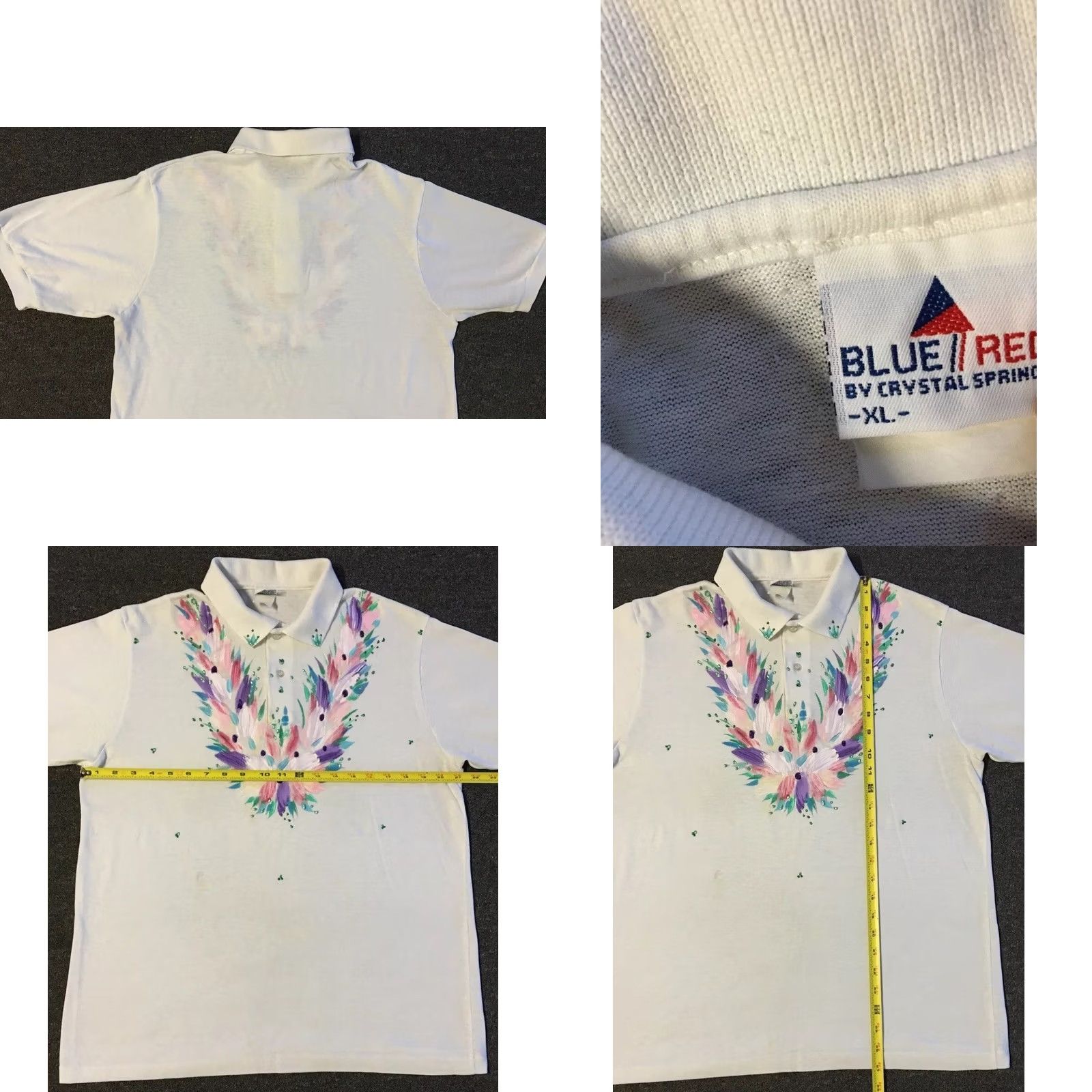 Vintage VINTAGE 90s Flower Art Faded Polo Shirt M USA White Heart Short Sleeve T-Shirt Men"} Size US M / EU 48-50 / 2 - 9 Thumbnail