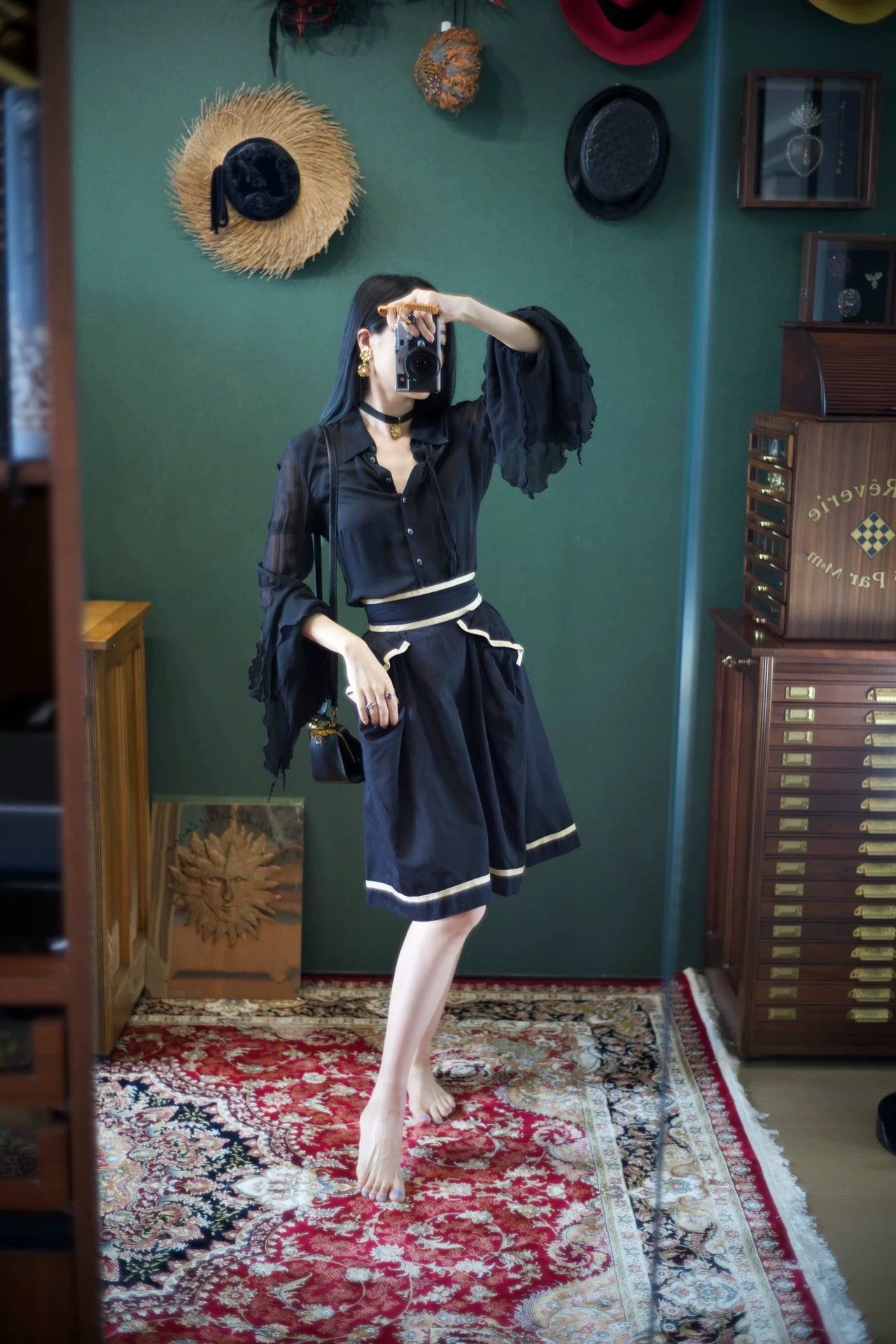 Yves Saint Laurent YSL Silk-Cotton Blend Color Blocked Umbrella Skirt XS Size 25" / US 0 / IT 36 - 4 Thumbnail