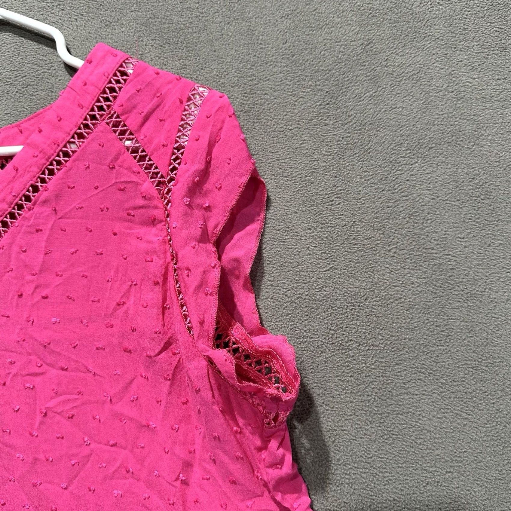 Vintage Cato Blouse Women Large Pink Polka Dot V-Neck Cap Sleeve 100% Rayon Size L / US 10 / IT 46 - 5 Thumbnail
