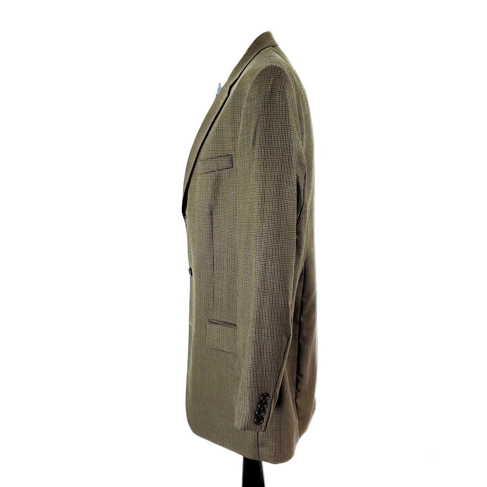 Nautica Nautica Wool 3 Button Blazer 42L Dark Beige Houndstooth Wind Size 42L - 4 Thumbnail