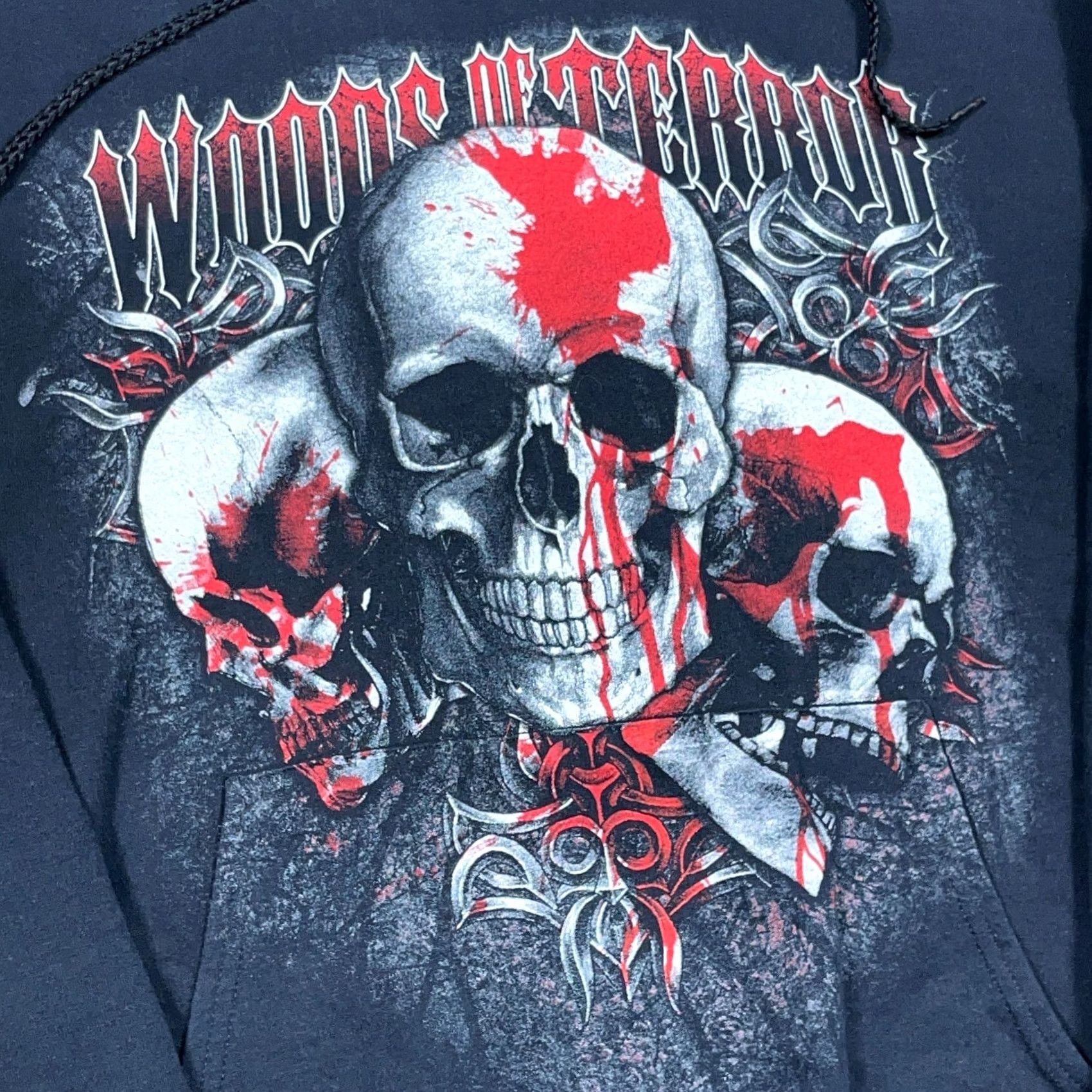 Hanes VINTAGE Hanes Skull Hoodie Men L Black Graphic Print Pullover Hooded Sweatshirt Size US L / EU 52-54 / 3 - 4 Thumbnail