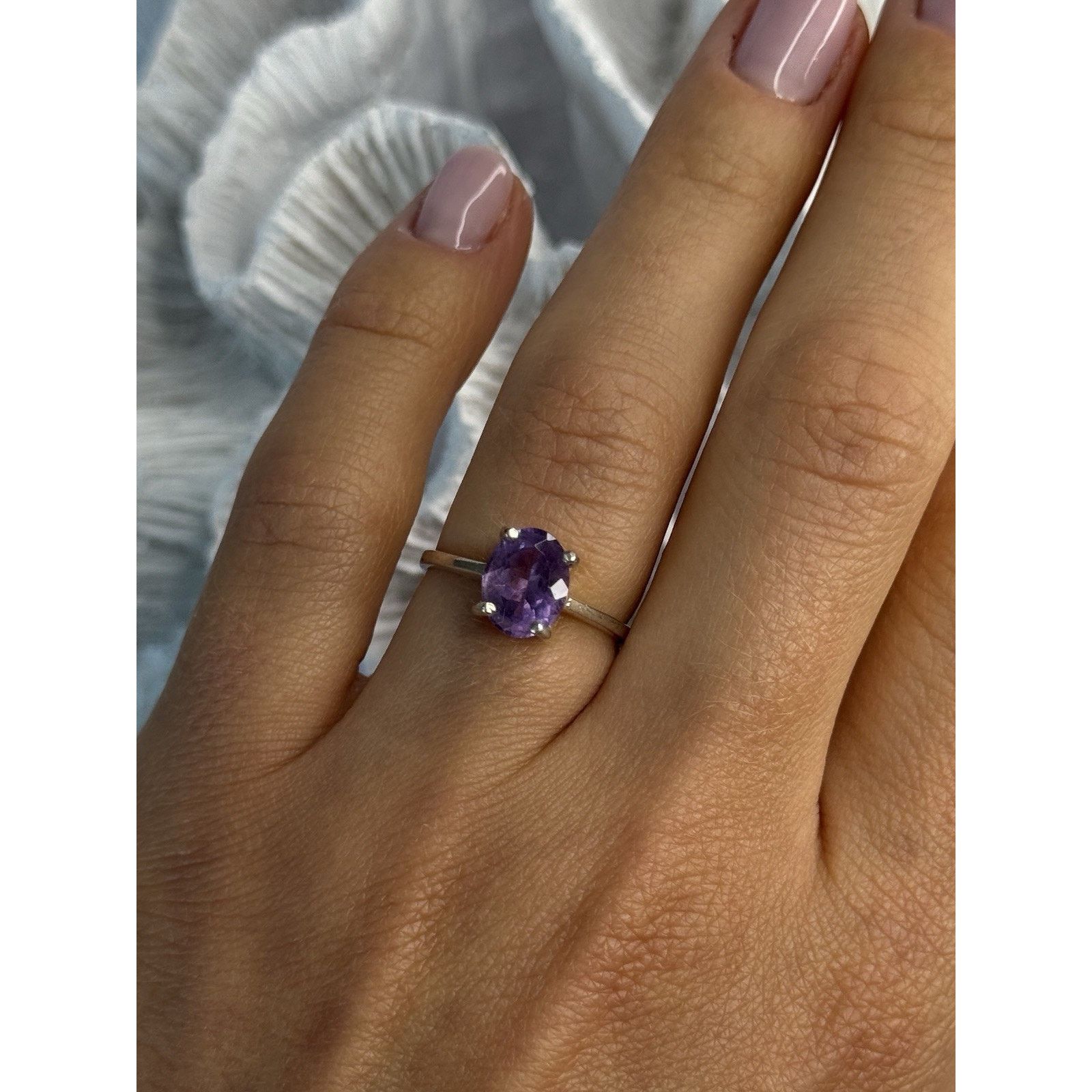 Jewelry 925 STERLING SILVER AMETHYST RING SIZE 6.5 Size ONE SIZE - 2 Thumbnail