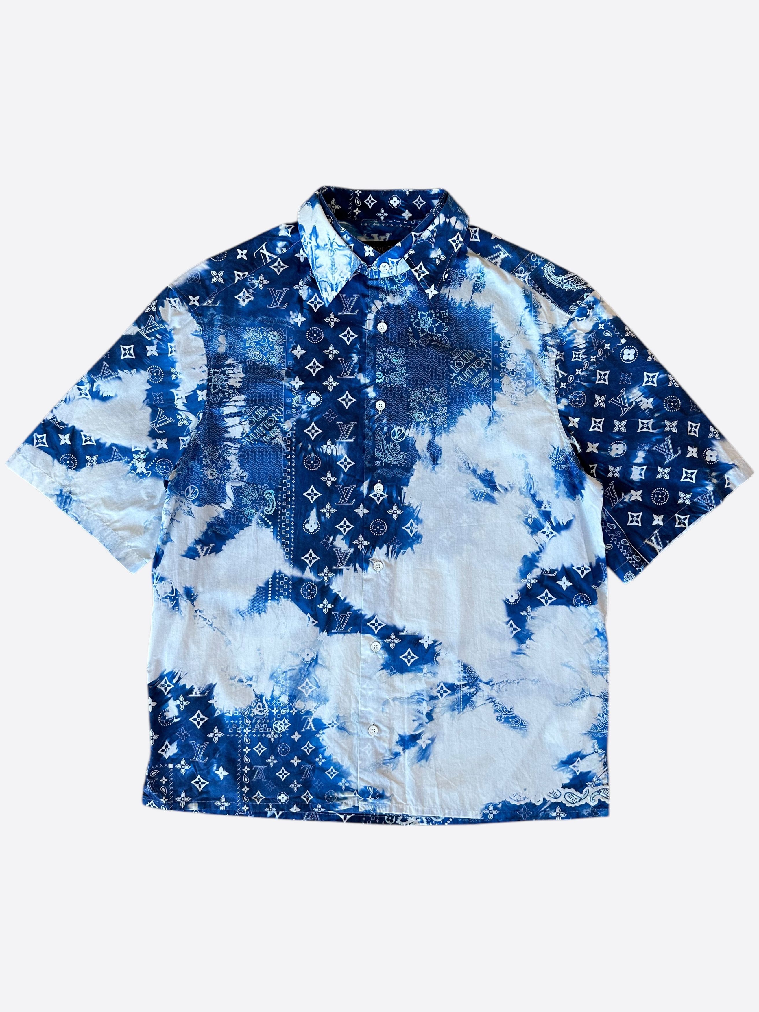 Louis Vuitton Louis Vuitton Blue Bleached Bandana Monogram Button Up Shirt Size US S / EU 44-46 / 1 - 1 Thumbnail