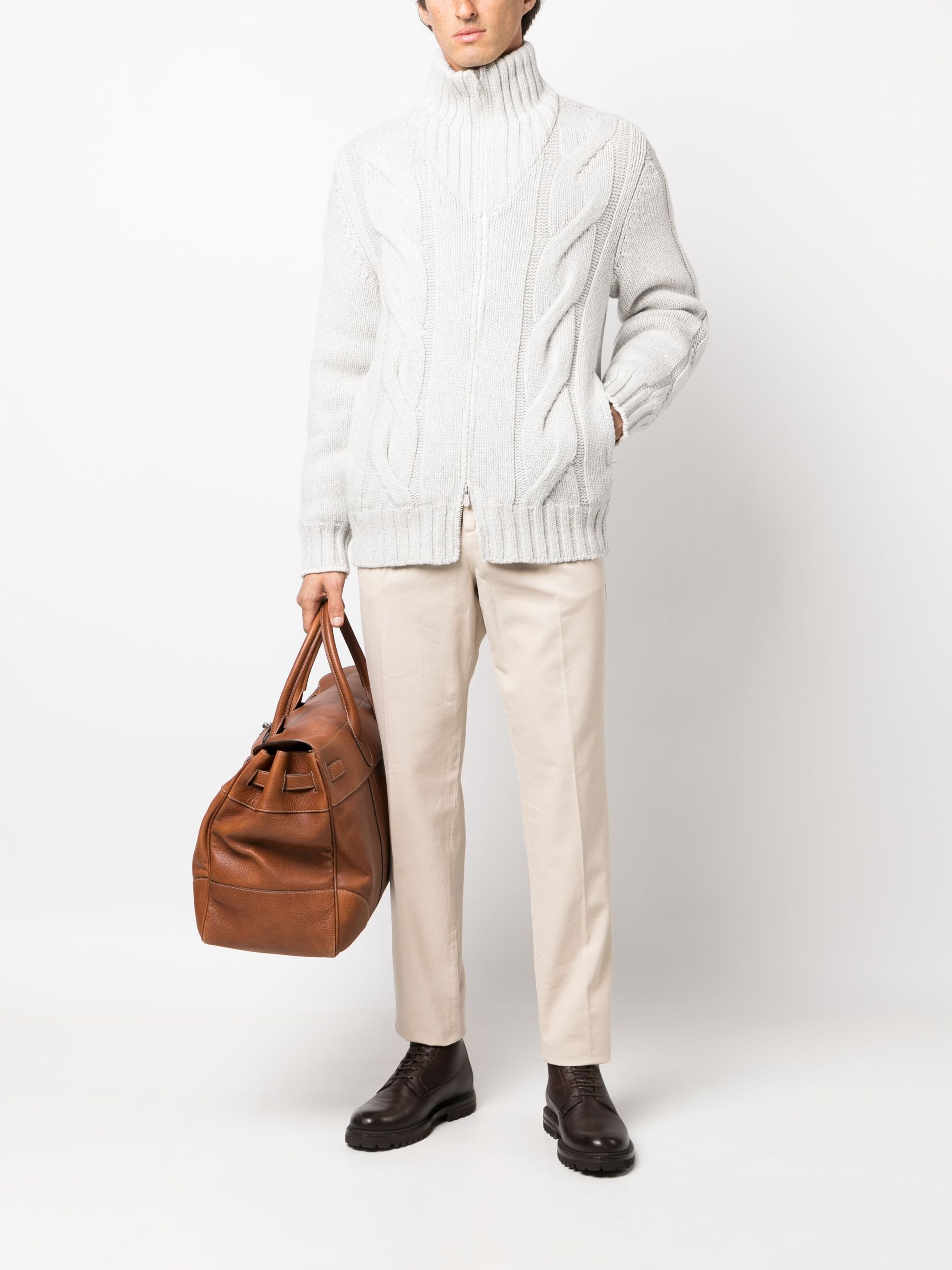 Brunello Cucinelli o1w1db10125 Cashmere Padded Out Sweater in White Size US M / EU 48-50 / 2 - 2 Thumbnail