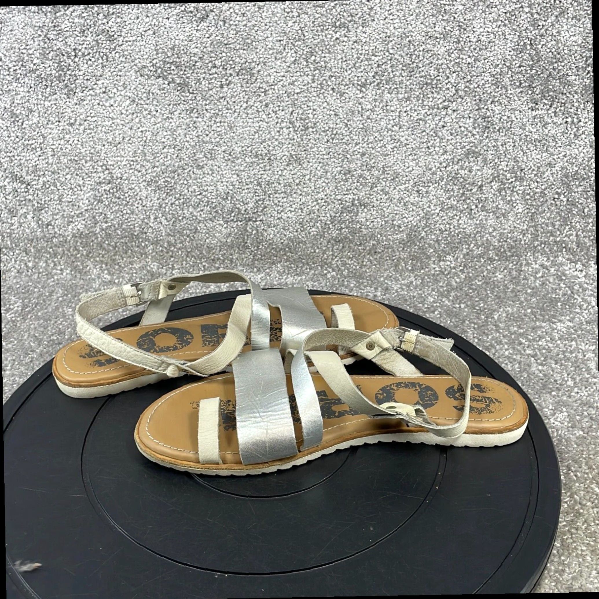 SOREL Ella Sandals Womens Size 10 Extra Large XL Silver Beige Leather Size US 8 / IT 38 - 4 Thumbnail