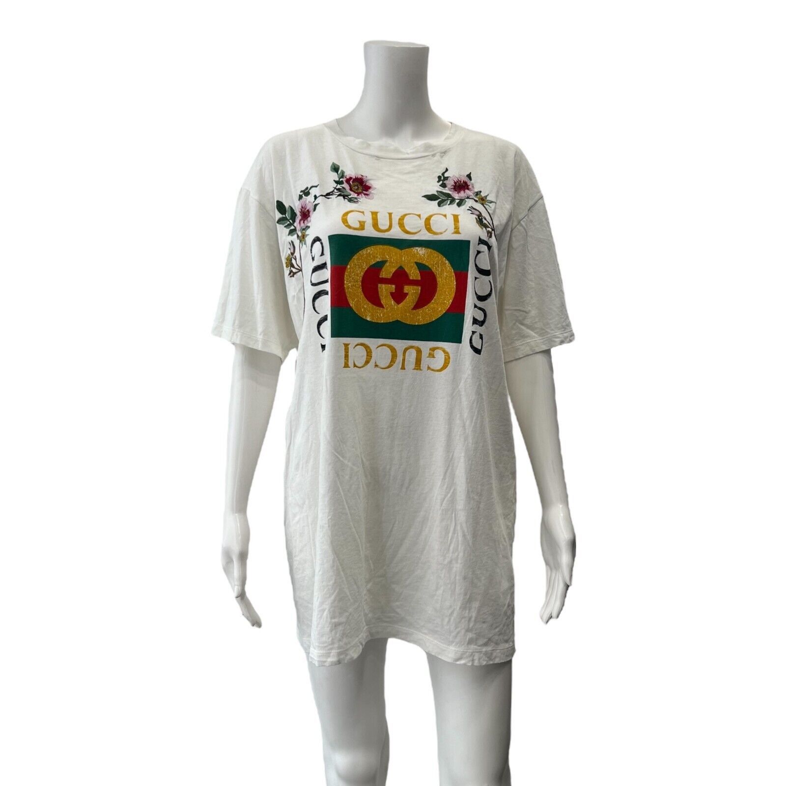 Gucci $785 Floral Embroidered Distressed Graphic Print T-Shirt Size L / US 10 / IT 46 - 3 Thumbnail