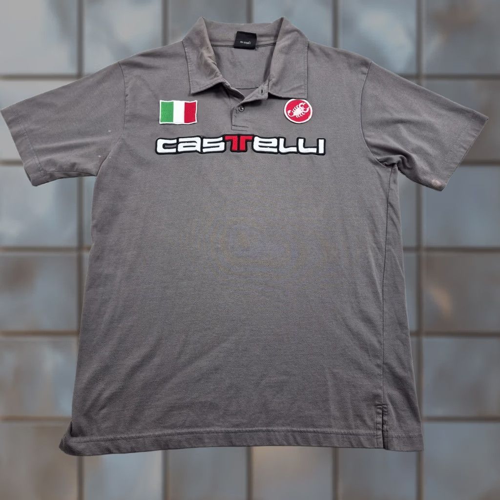 Vintage Castelli Polo Shirt Mens XL Gray Solid Italian Flag Logo Cycling Jersey Casual Size US XL / EU 56 / 4 - 1 Thumbnail
